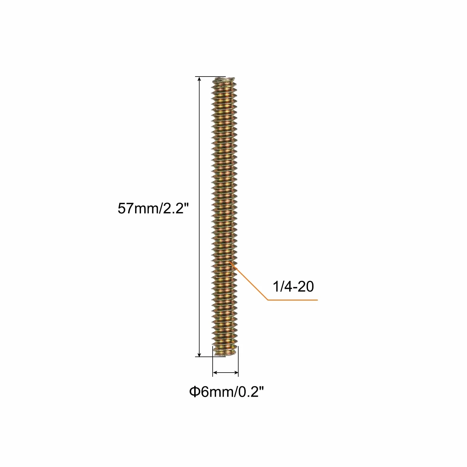 QUARKZMAN 8 szt. Śruby z gwintem pełnym 1/4 x 2-1/4" wszystkie kołki gwintowane długie śruby ze stali węglowej do mebli poręcze mocowanie ramy cynkowe kolorowe