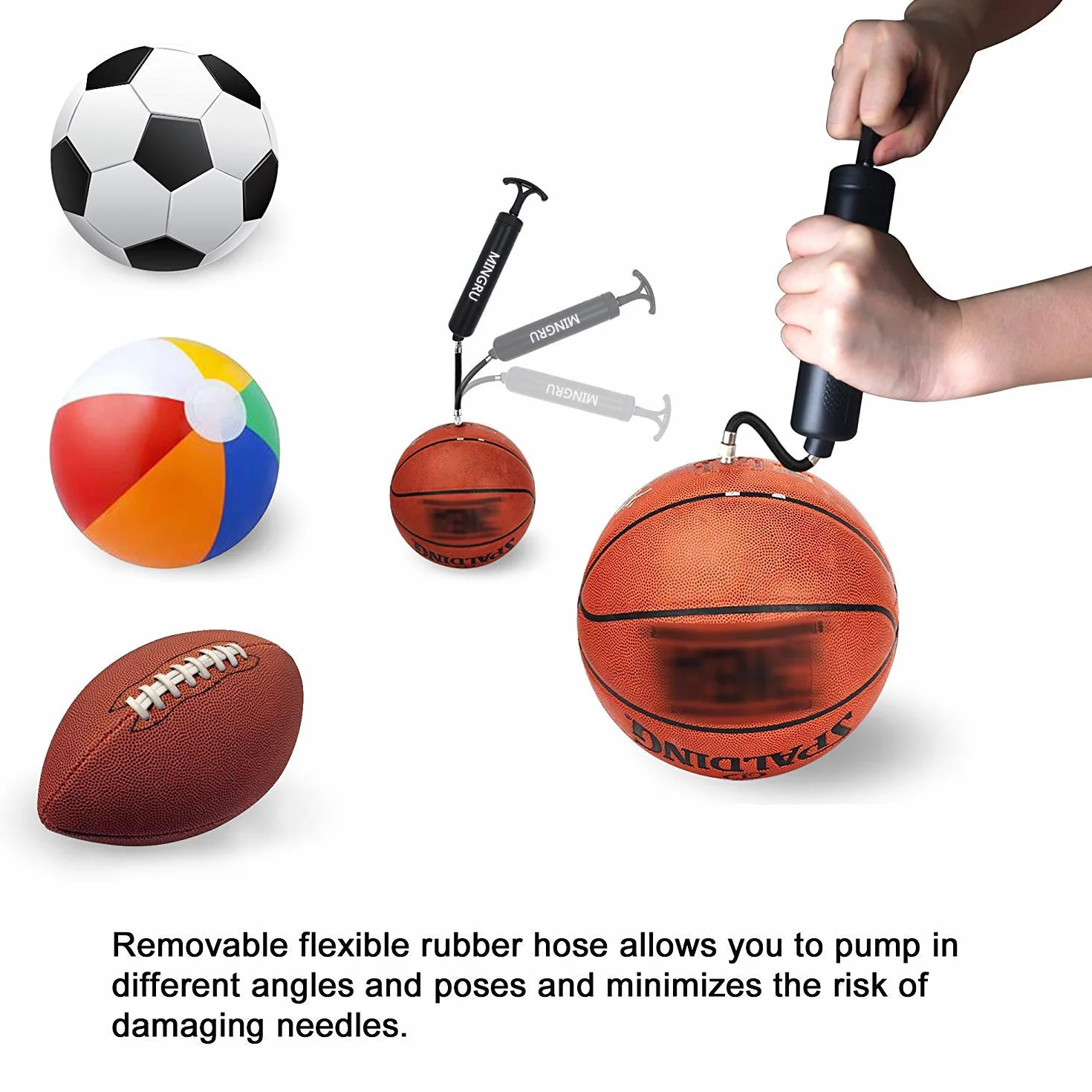 pompa balonowa do koszykówki, piłki nożnej, siatkówki, rugby, piłki polo i innych produktów nadmuchiwanych pompy powietrza, igły i dysze w zestawie