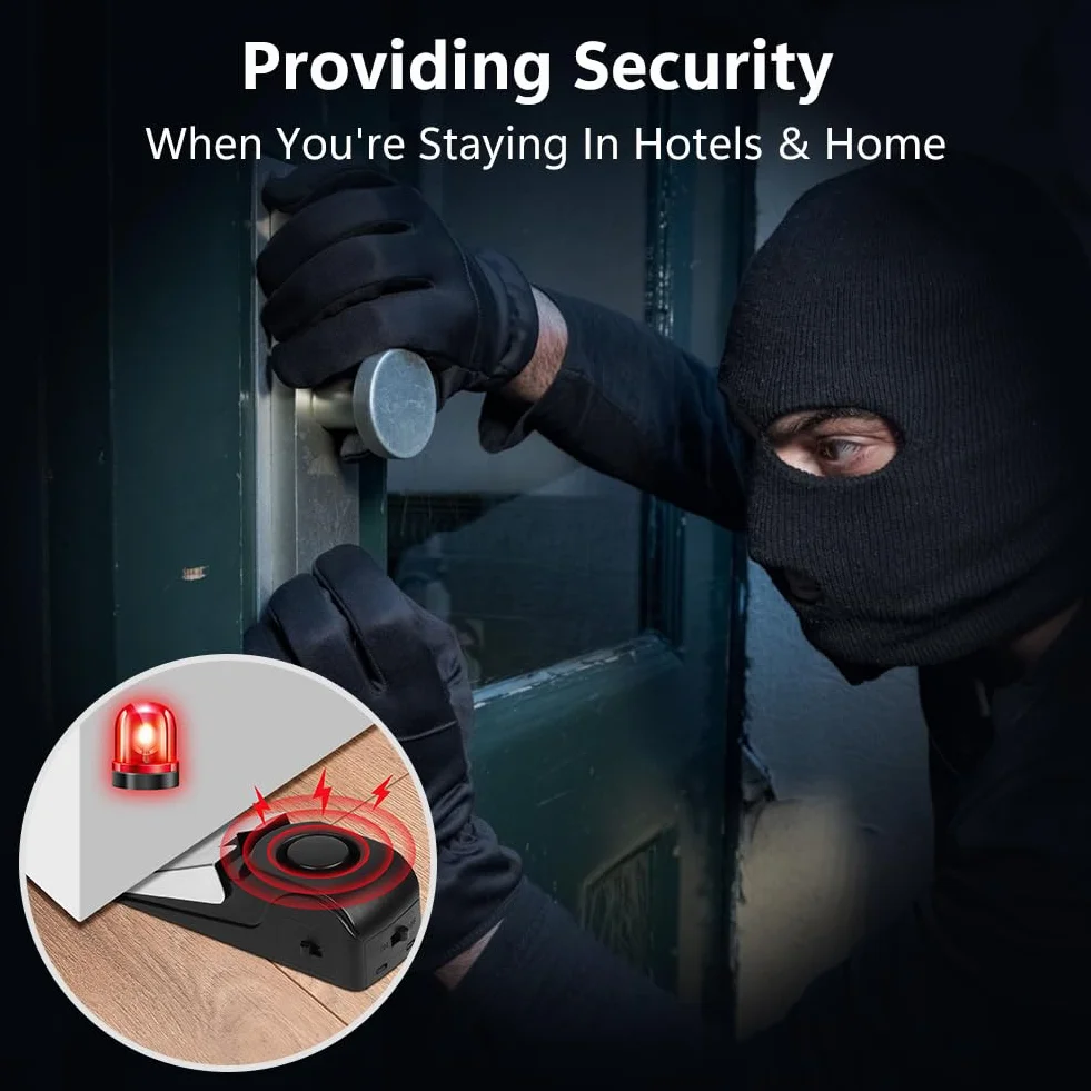 Flintronic Alarm zatrzymania drzwi 120 dB, przenośny klin antypoślizgowy z alarmem