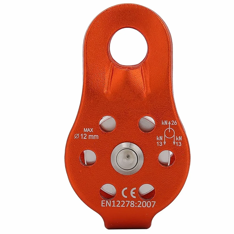Ausla 26KN blok koła pasowego ze stopu aluminium o wysokiej wytrzymałości do wspinaczki o średnicy otworu 12 mm, odpowiedni do lin poniżej 12 mm