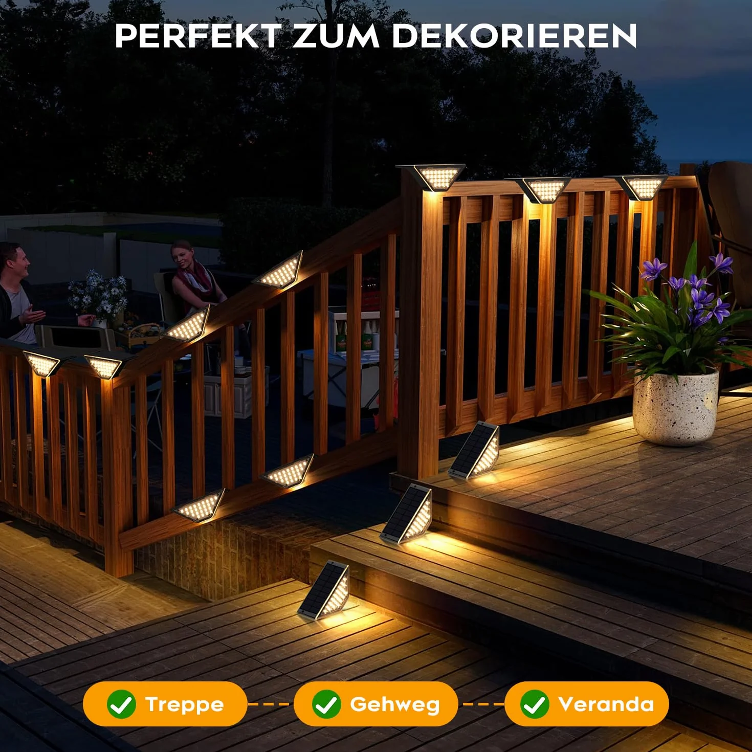 Lampy solarne LED ogrodowe IP65 na zewnątrz, ścieżka, taras, ogrodzenie