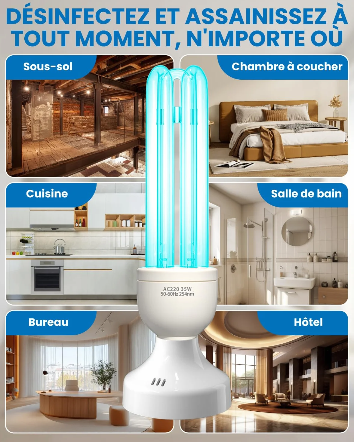 Lampa bakteriobójcza 35 W UV ozonowa z pilotem i timerem 220-240 V