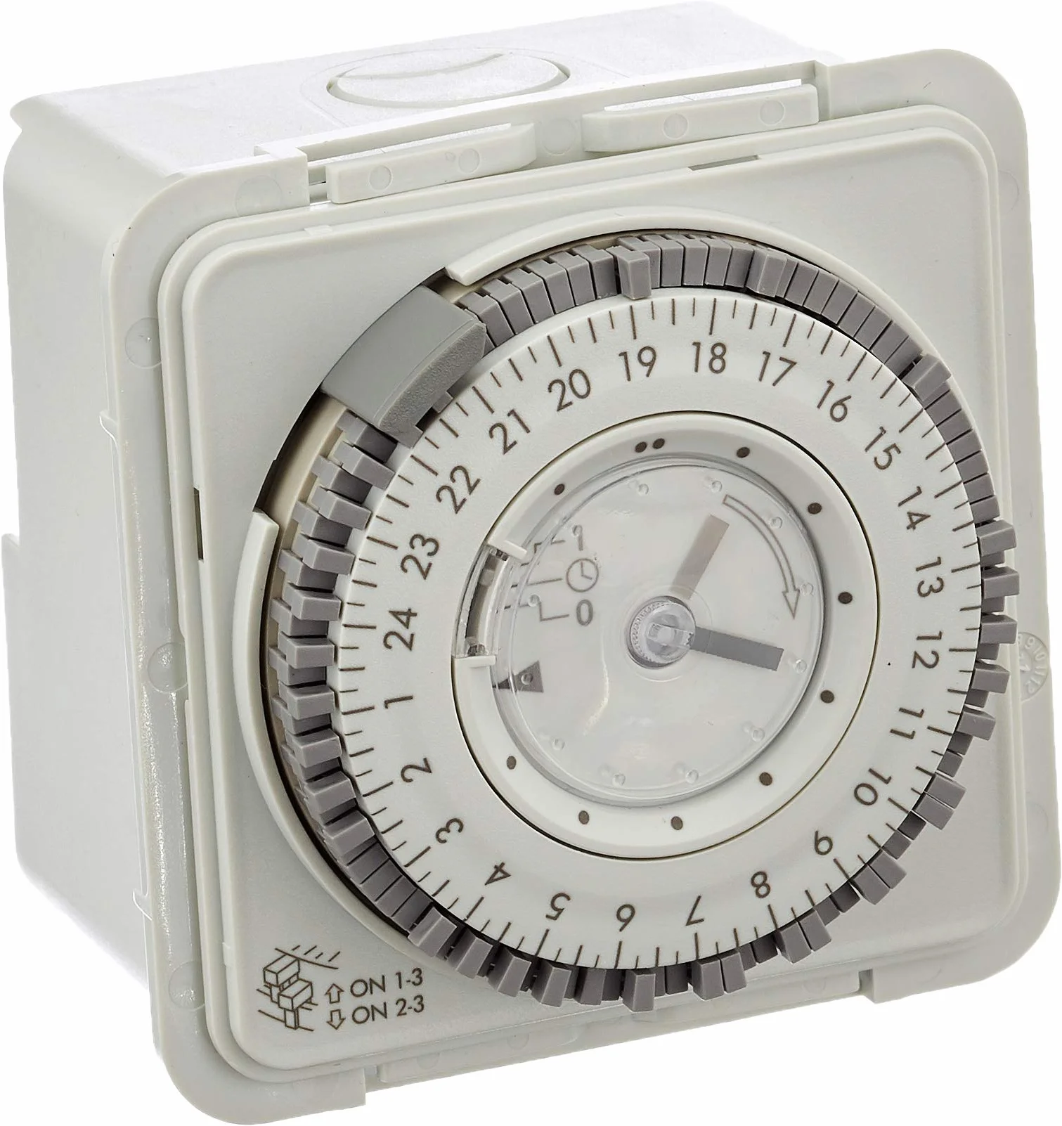 VEMER VP884100 NAPA D elektromechaniczny programator czasowy z przełącznikami wtykowymi, tablica rozdzielcza, montaż na szynie DIN, biały/szary