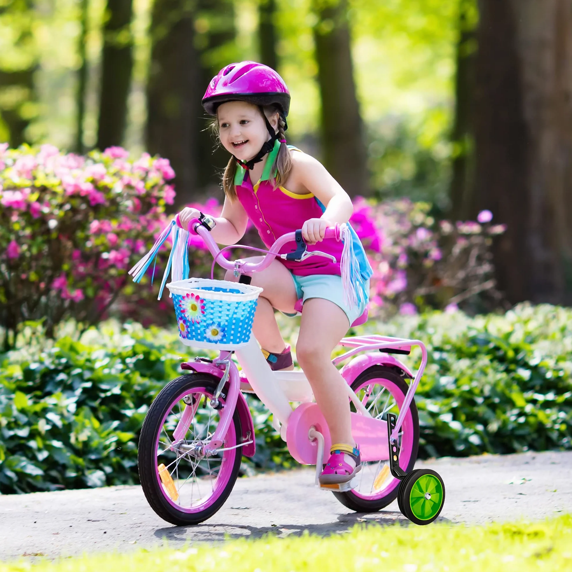 Koła szkoleniowe rowerowe, koła treningowe z mocniejszą wersją wytrzymały tylny regulowany zestaw do montażu stabilizatora rowerowego, pasuje do 12, 14, 16, 18, 20 cali dziecięcy rower jednobiegowy