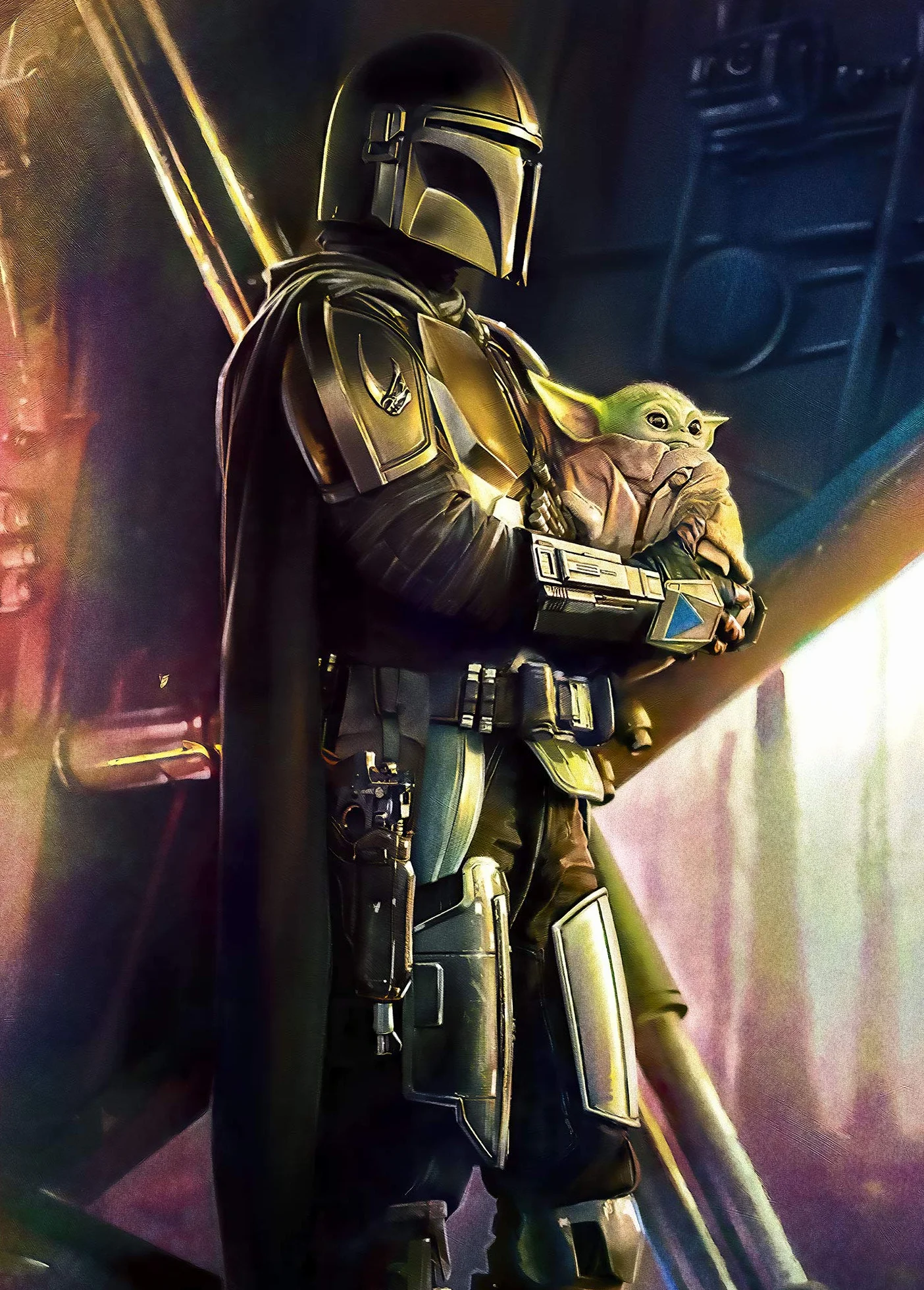 Komar Star Wars fototapeta z włókniny - Mandalorian Savior - wymiary: 200 x 280 cm (szerokość x wysokość) - pokój dziecięcy, tapeta, IADX4-019
