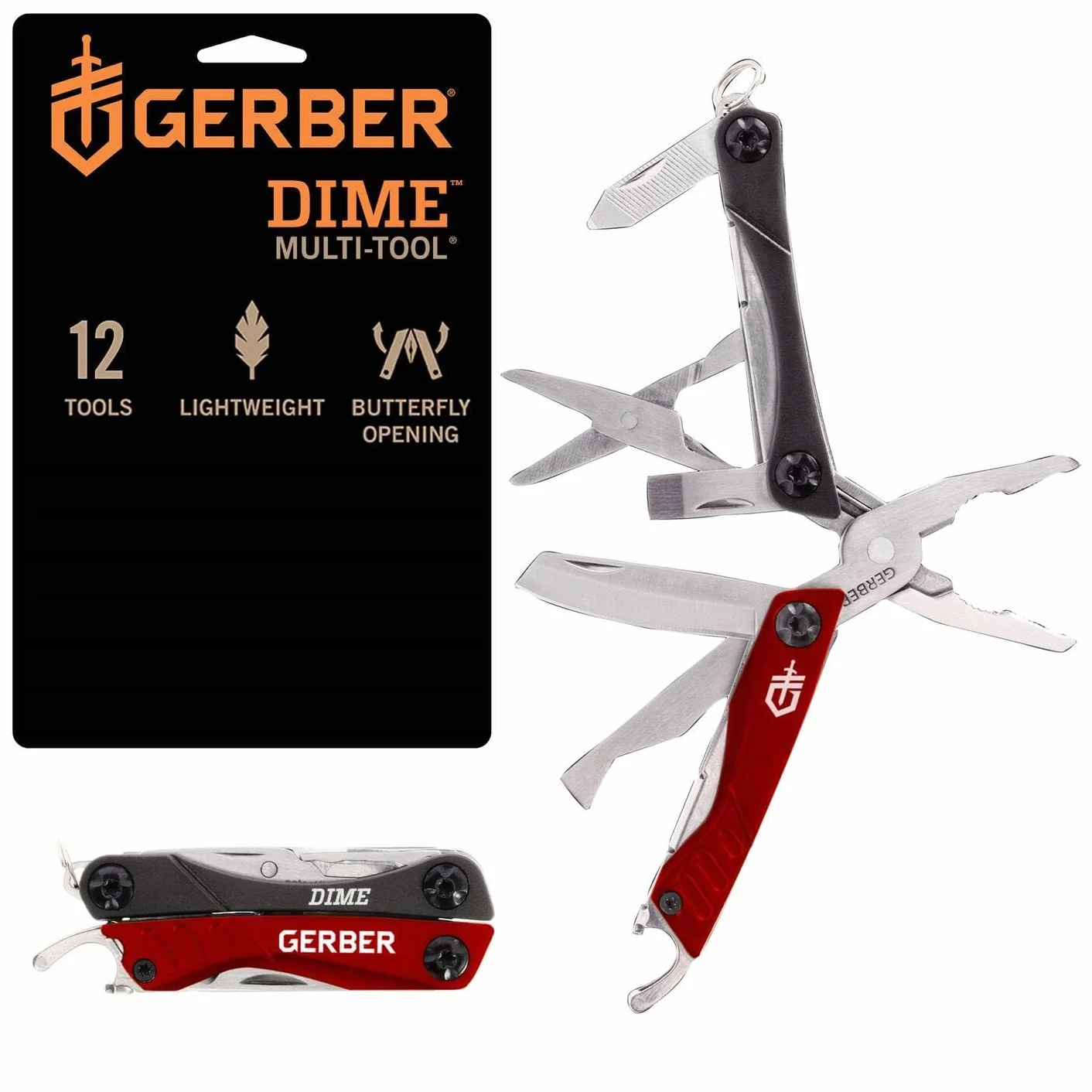 Gerber Dime Pocket Multi-tool Narzędzie wielofunkcyjne 12 funkcji czerwone 31-003622