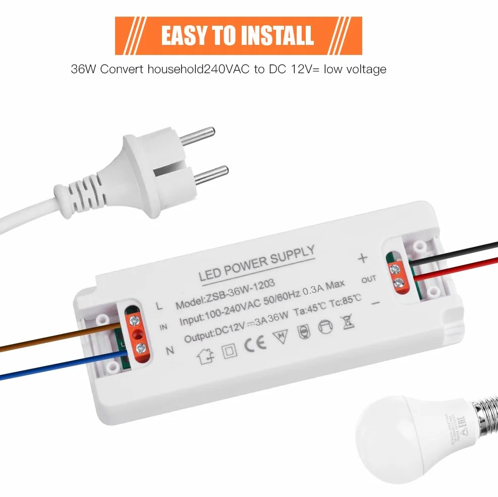 AXFEE Transformator LED 36W 230V na 12V do taśm LED zamiennik halogenowy
