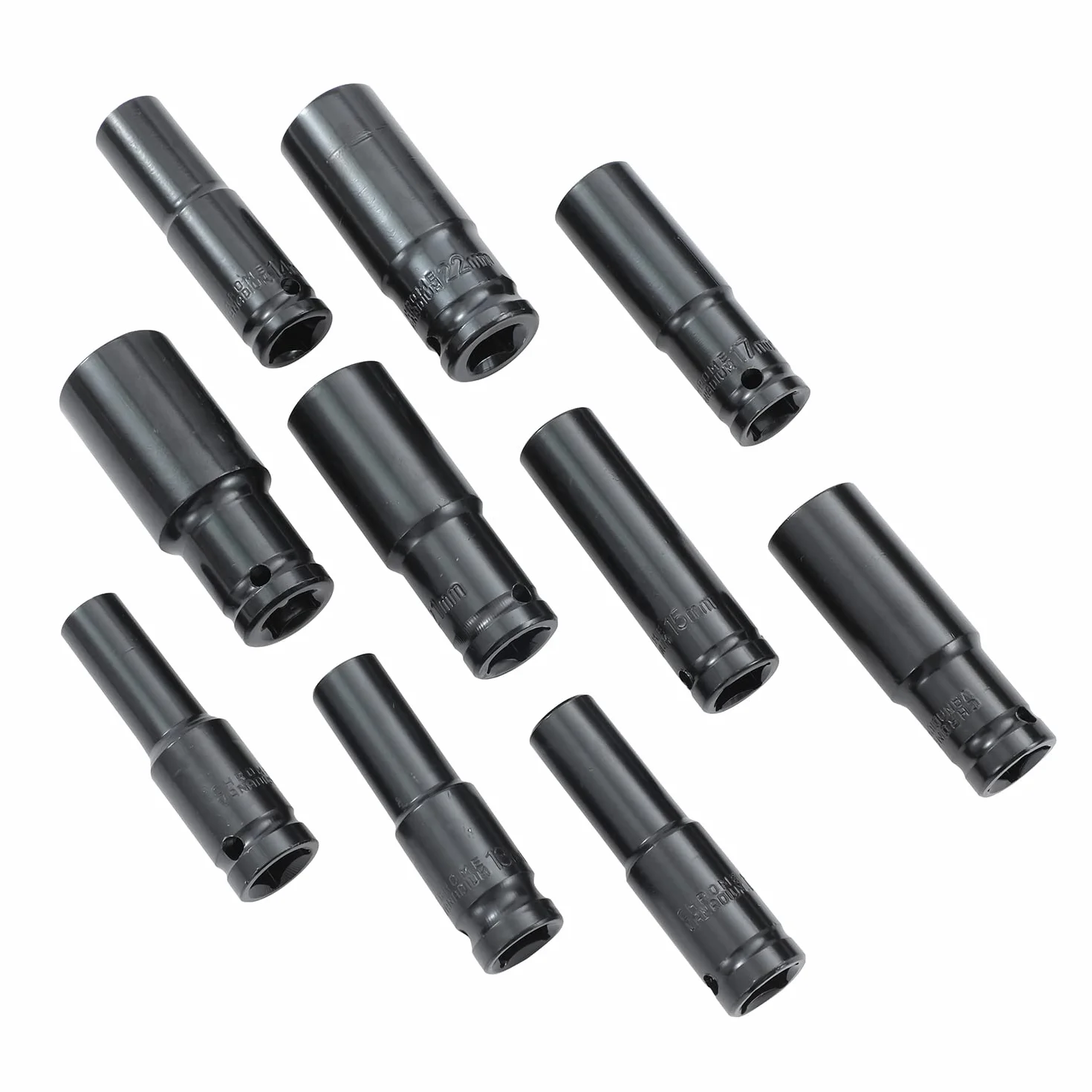 KATSU Zestaw nasadek głębokich udarowych 1/5.1 cm, 10 szt., 10 mm-24 mm, Mertic samochodowe ciężarówki, traktory, silniki, naprawa, DIY, narzędzie mechaniczne (budżet) 420444