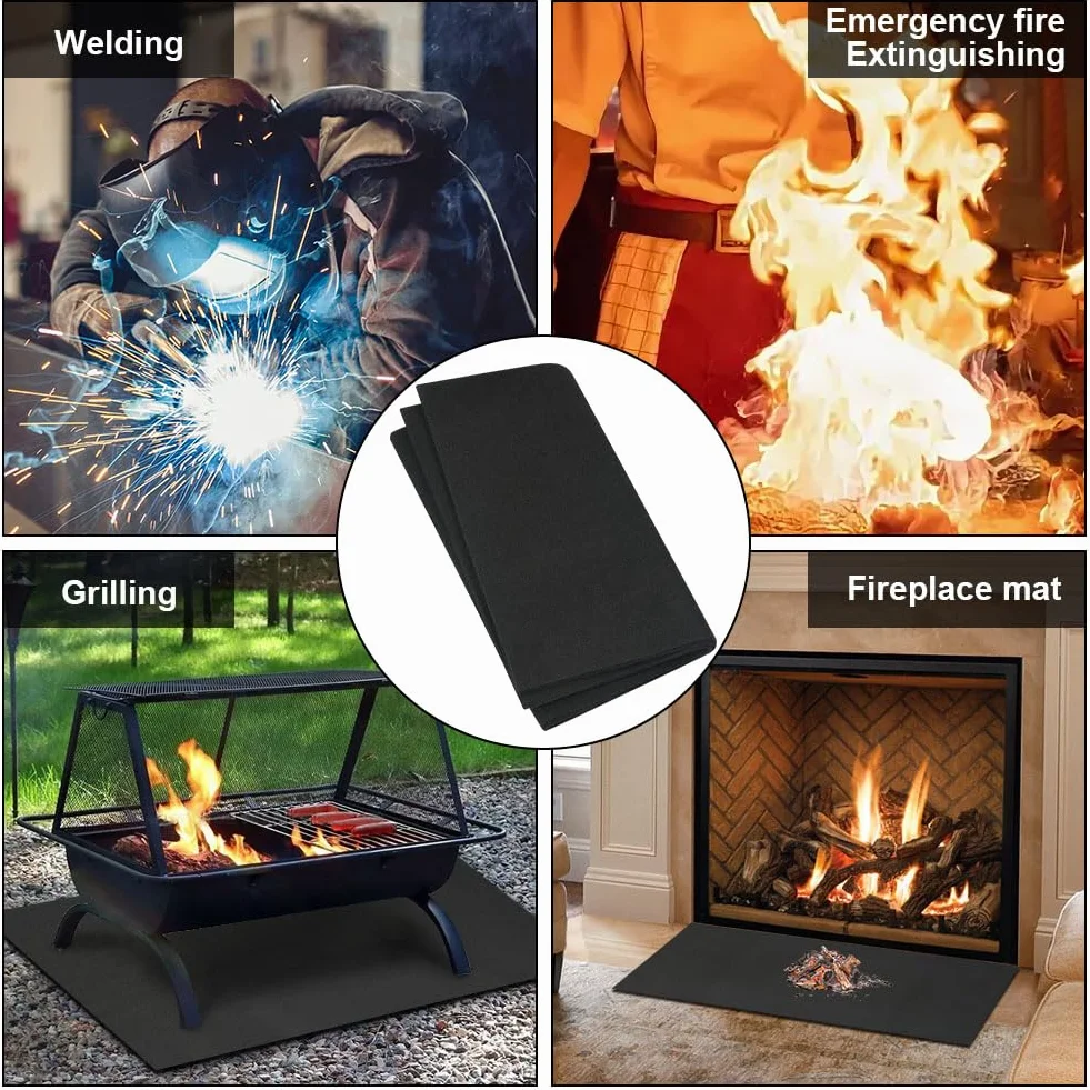 Flintronic Ognioodporna podkładka, 70 x 30 cm – mata chroniąca przed wysoką temperaturą do 982°C, bezpieczna ochrona przeciwpożarowa, 5 mm grubości filcu węglowego, mata ognioodporna, do grilla, na