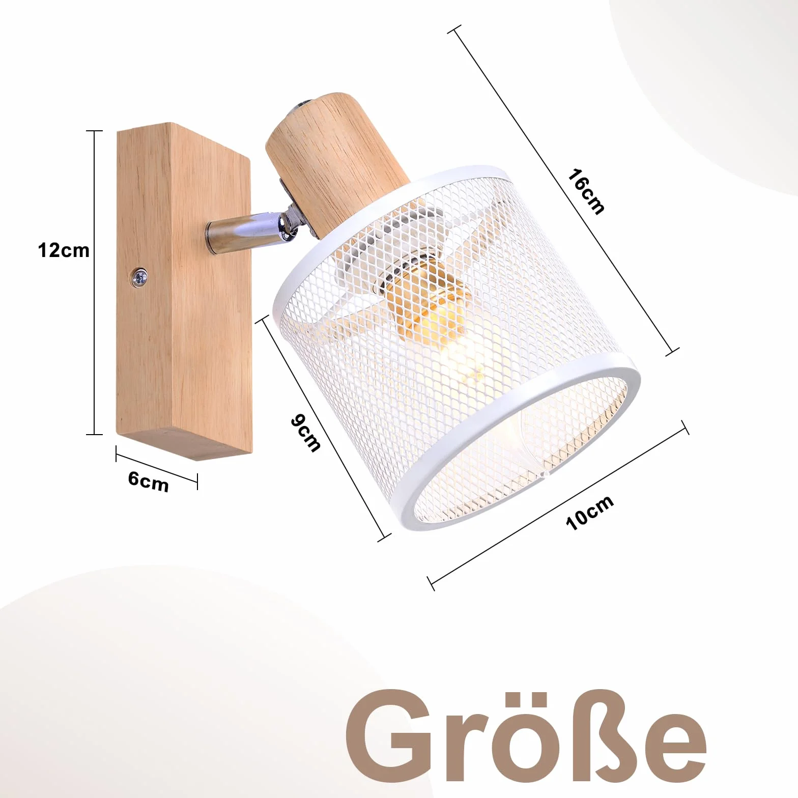 Lampa sufitowa LED vintage drewniana E14 faretto orientabile