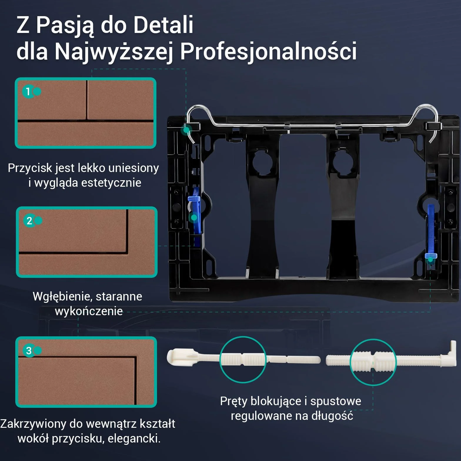 Empyreal płytka dociskowa do WC Geberit Sigma 01 UP300 320, biała tworzywo sztuczne, 2-krotne spłukiwanie