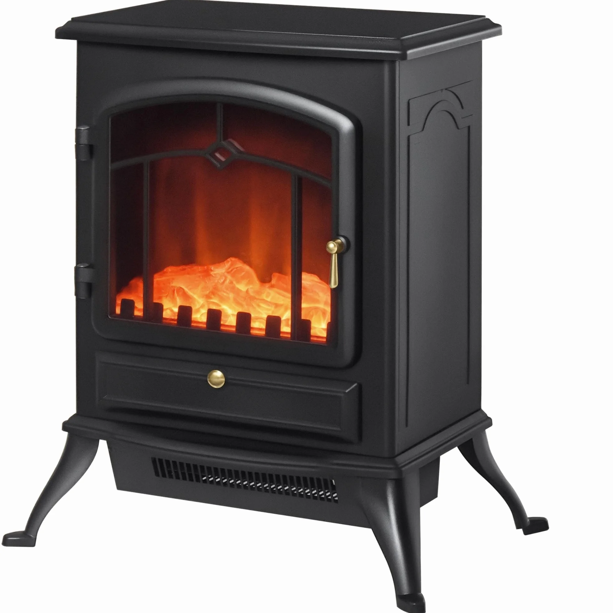 HOMCOM elektryczny piec kominkowy efekt płomienia 1000/2000W ochrona przed przegrzaniem metal czarny 45 x 28 x 54,8 cm