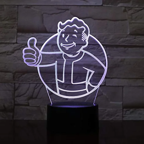 Lampa LED USB dla dzieci, motyw Vault Boy, wielokolorowa