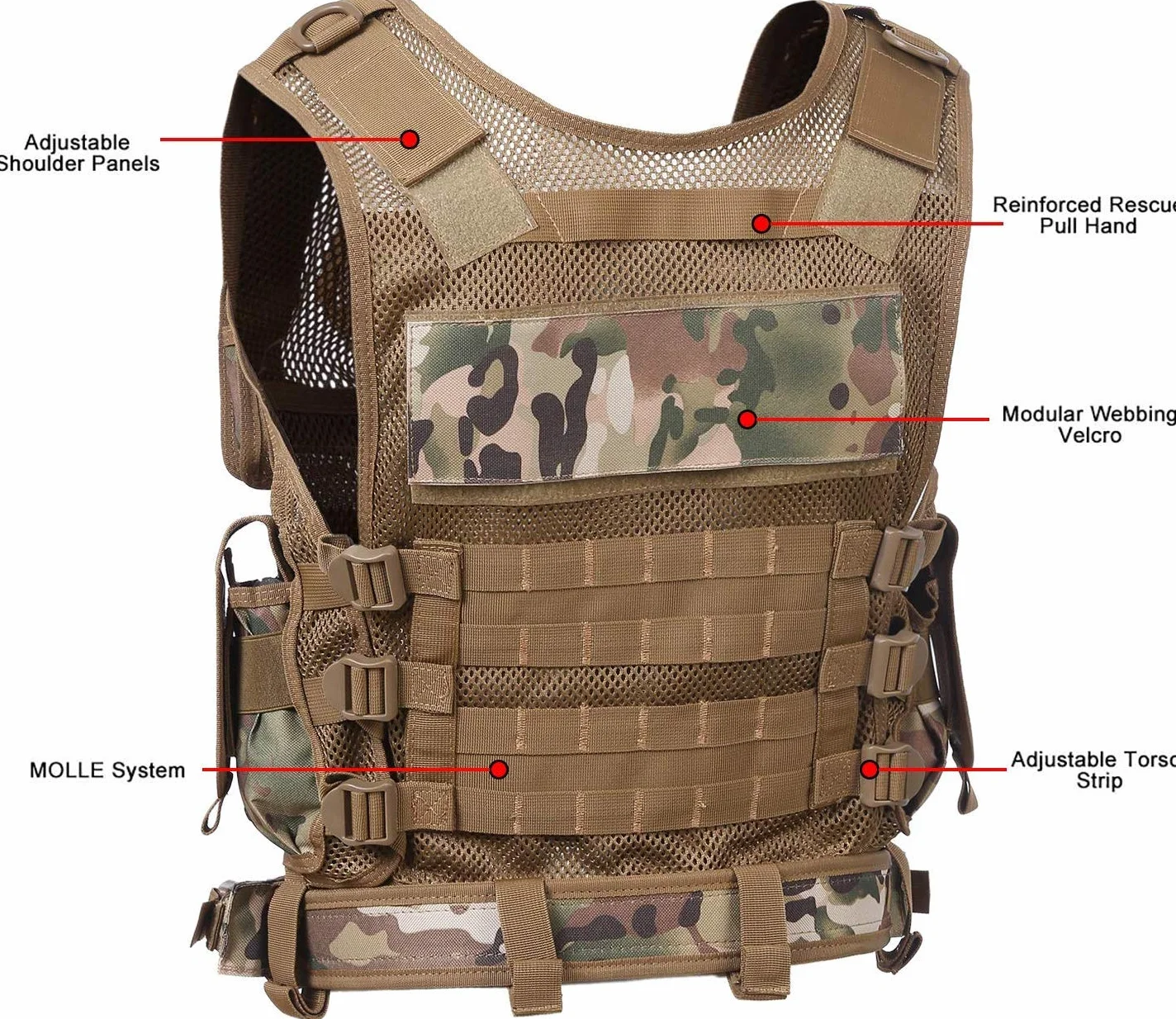 Ultralekka regulowana kamizelka taktyczna z serii Elite, używana do aktywności na świeżym powietrzu, na kemping, do gry walki Airsoft.