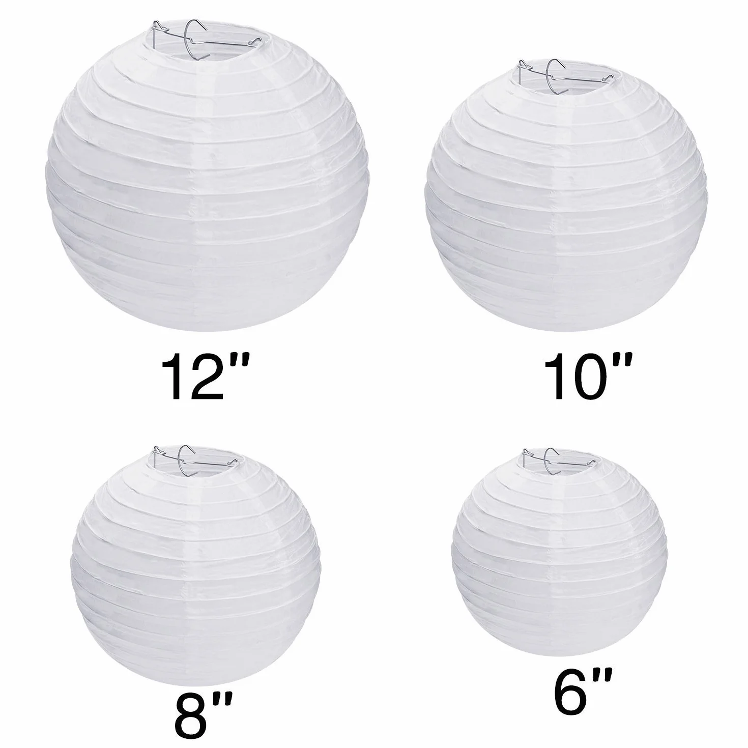 Papierowe lampiony okrągłe 15 20 30 cm dekoracja ślubna 10 sztuk biała