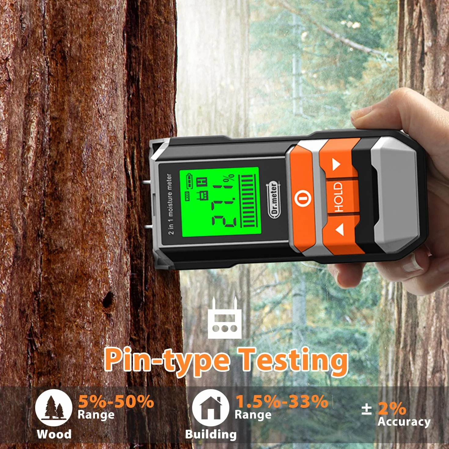 2-pinowy tester wilgotności powietrza, cyfrowy wyświetlacz LCD HD