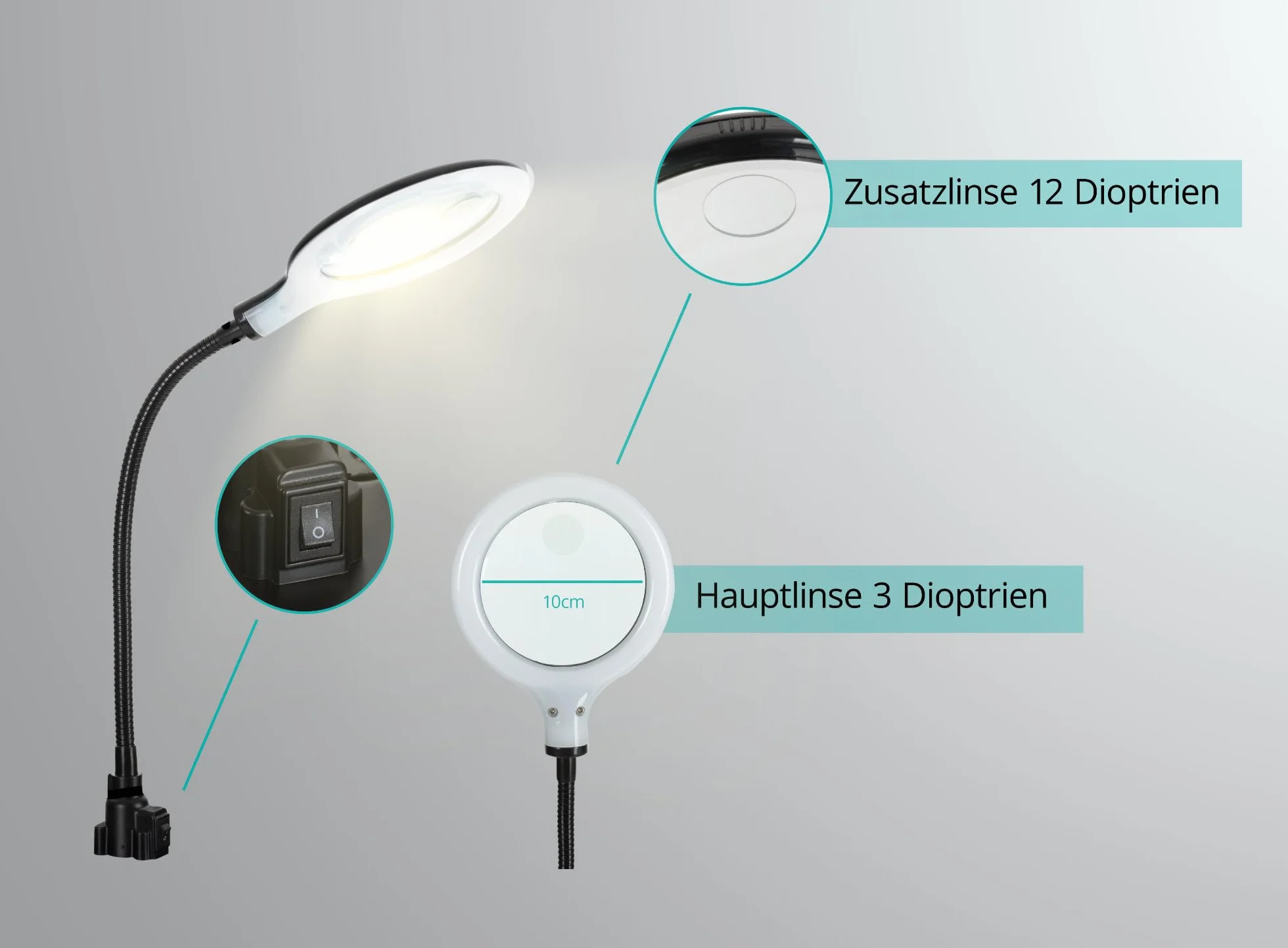 Stagecaptain LH-440 pomoc spawalnicza z lampą LED powiększającą 3/12 dioptrii elastyczne ramiona składana