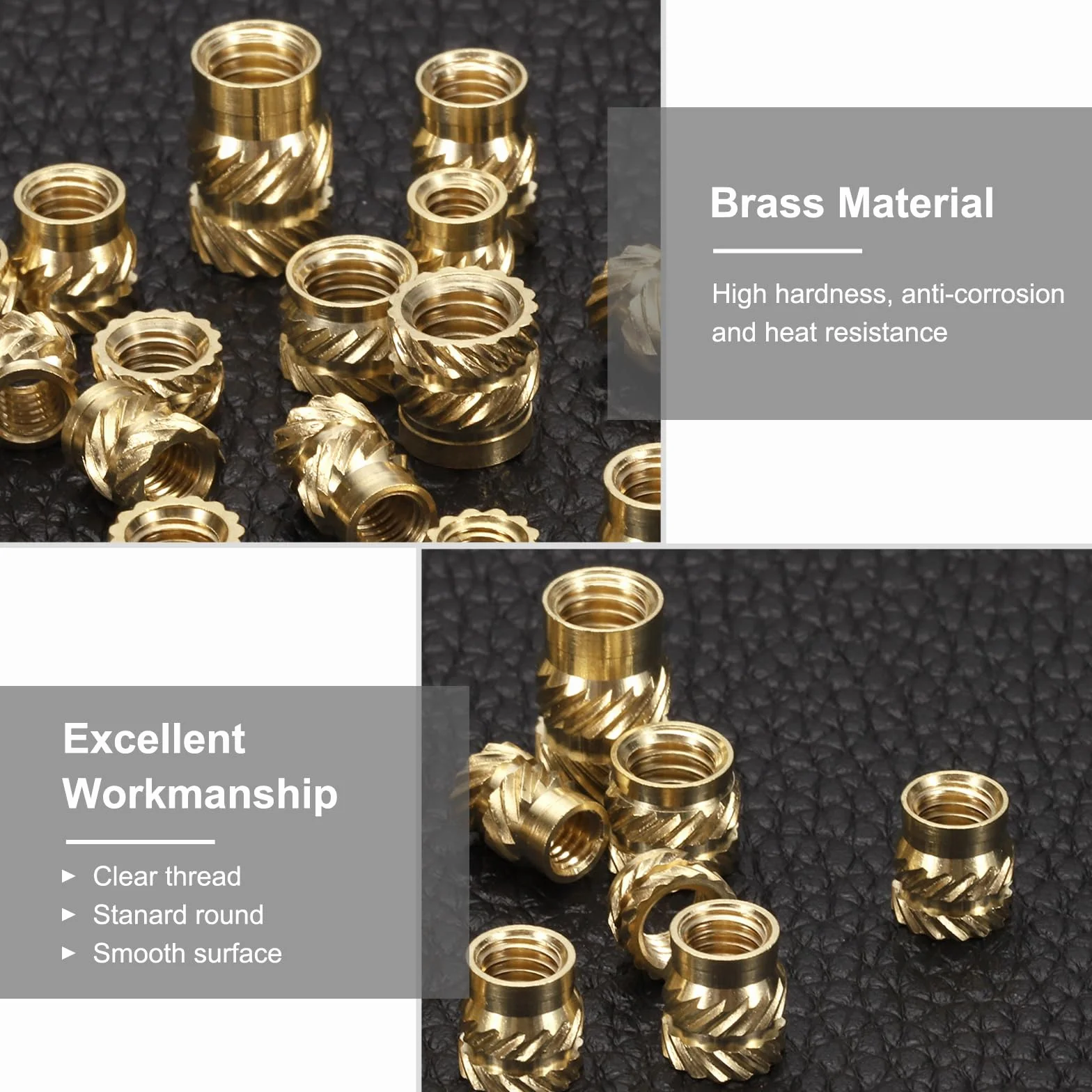 Mosiężne wkładki gwintowane M4 x 8 mm termoosadzona do druku 3D, nakrętki radełkowane OD 6 mm
