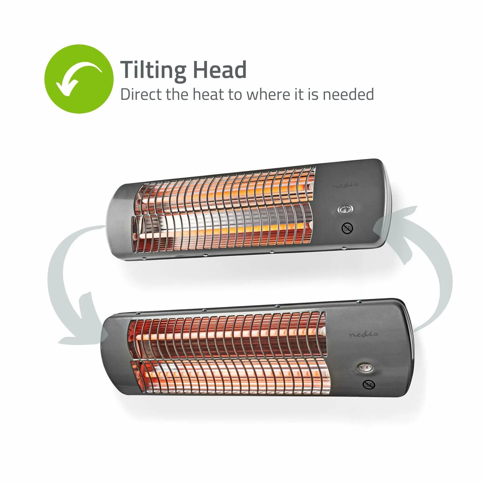 Nedis HTBA10GY grzejnik łazienkowy 1200 W regulowany termostat 2 tryby ogrzewania szary