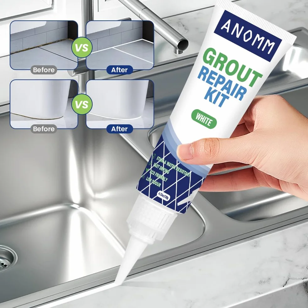 Zestaw Do Fug – Wypełniacz Do Fug, 120 Ml Uszczelniacz Do Fug, Wodoodporny Szpachlówka Do Płytek Do Fug Do Kuchni, Łazienki, Płytek Podłogowych Pod Prysznic, Linii Ściennych, Biały