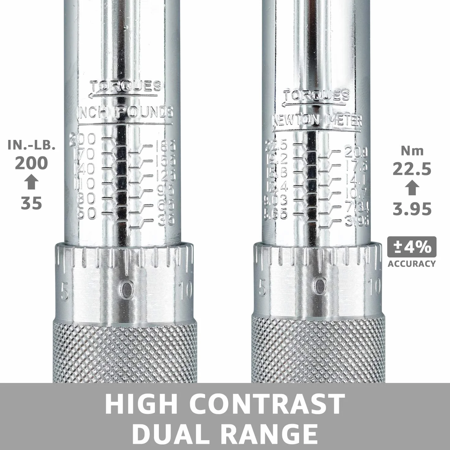 Amazon Basics Klucz dynamometryczny zatrzaskowy z napędem 1/4", 3,95-22,5 Nm