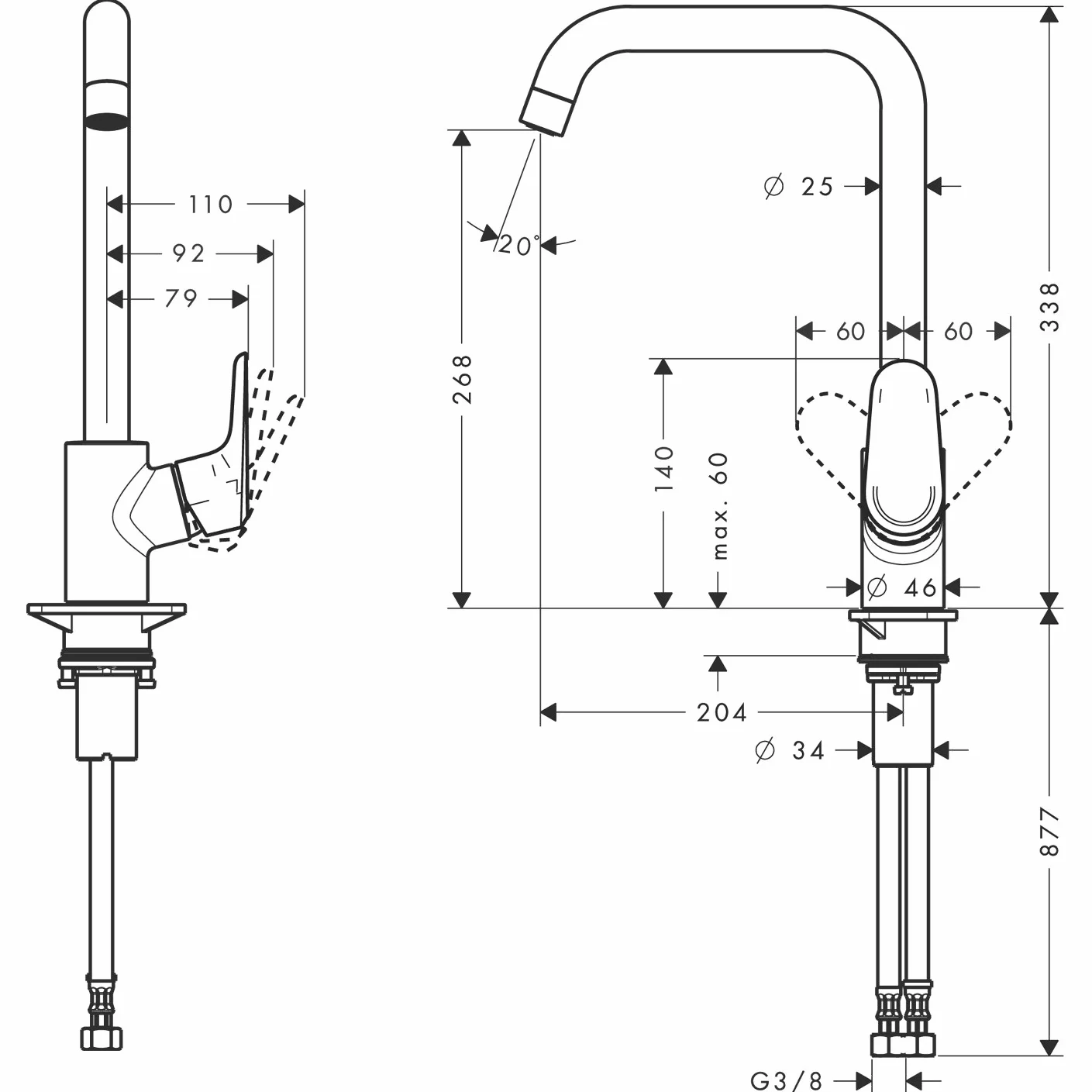 Hansgrohe Ecos L bateria mieszakowa kuchenna chrom srebrny duża