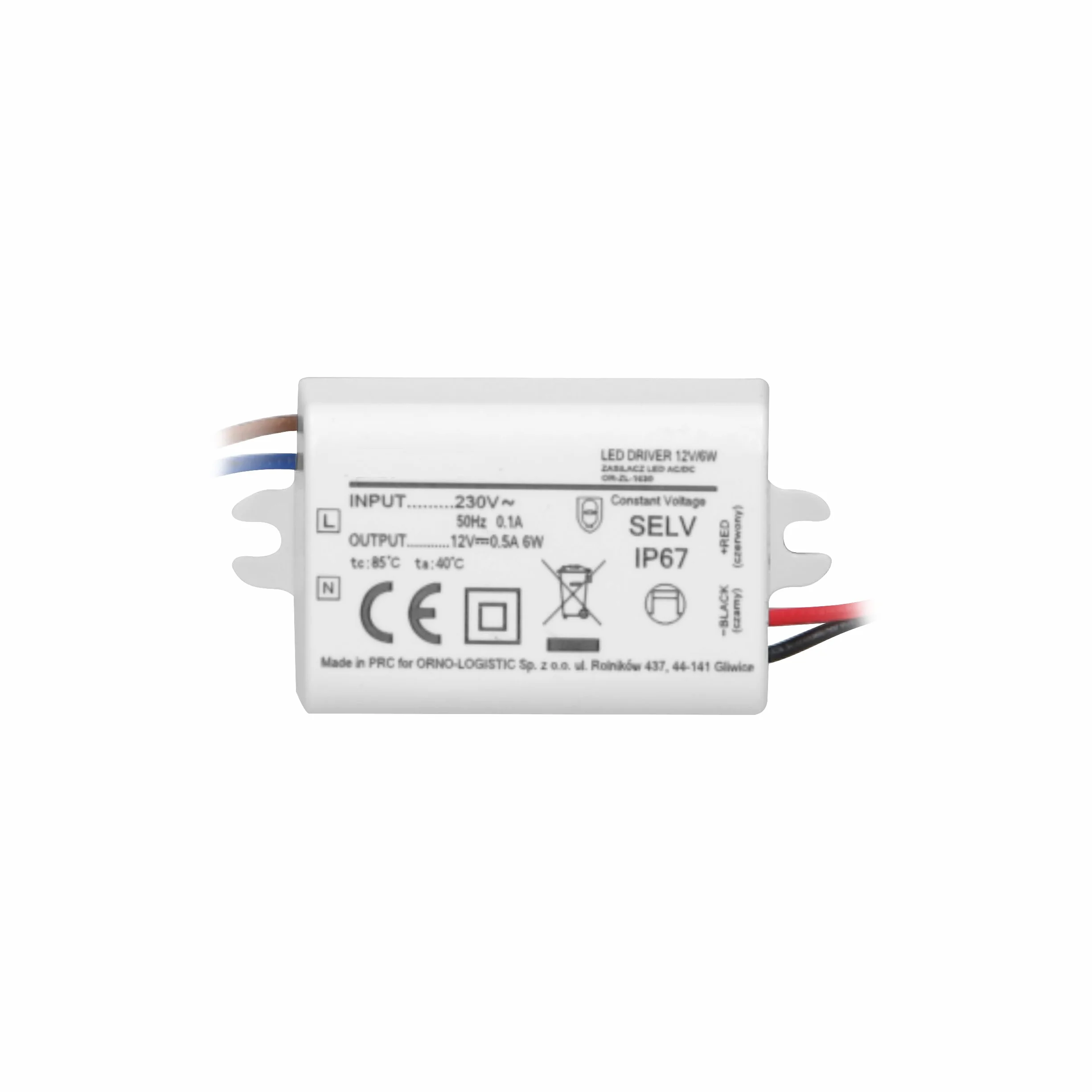 Zasilacz MINI do LED 12VDC 6W IP67