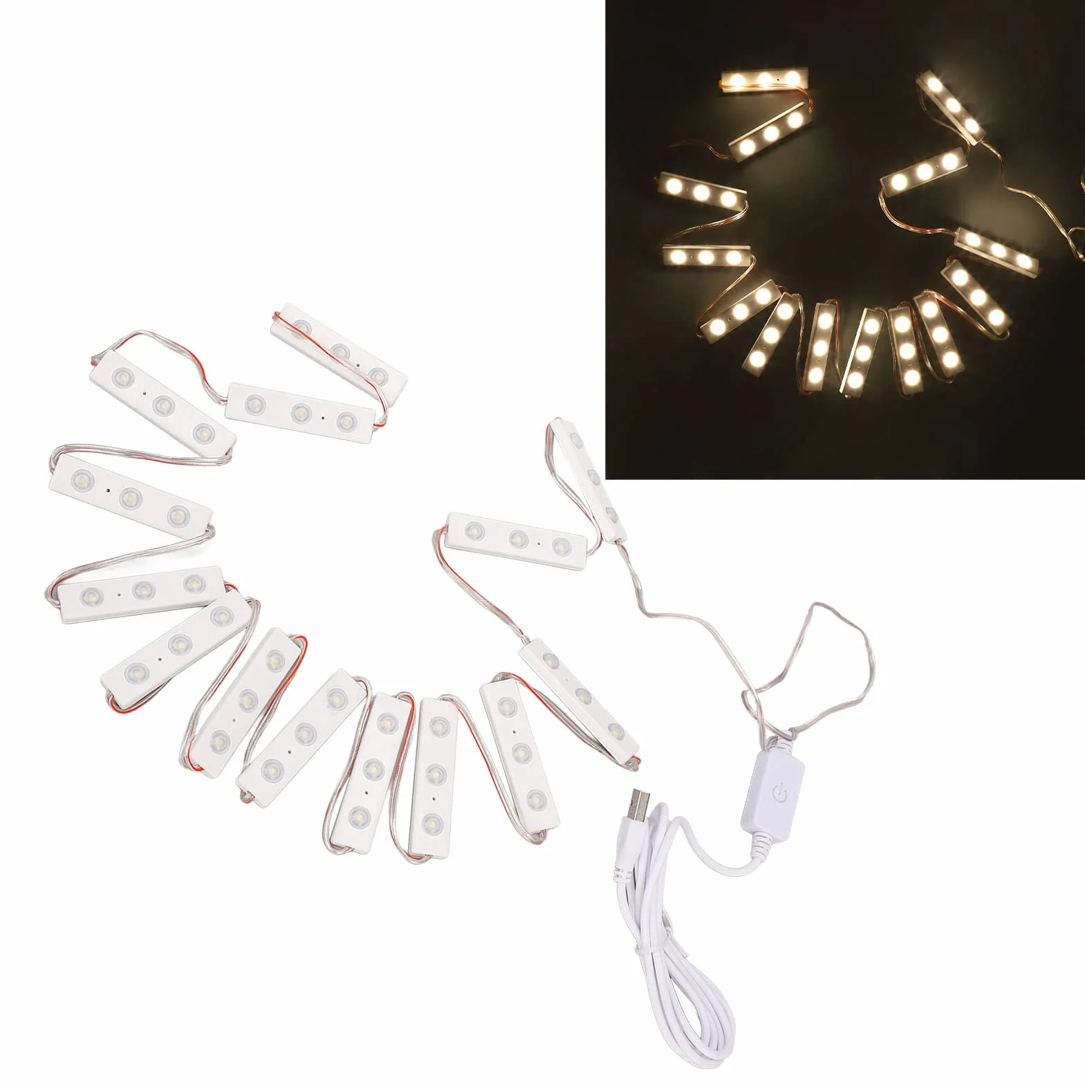 Led Vanity Mirror Lights 10 String Light Bars Ultra Bright White LED, ściemnialny Dotykowy Pasek świetlny USB do Makijażu Lustro 14 strun