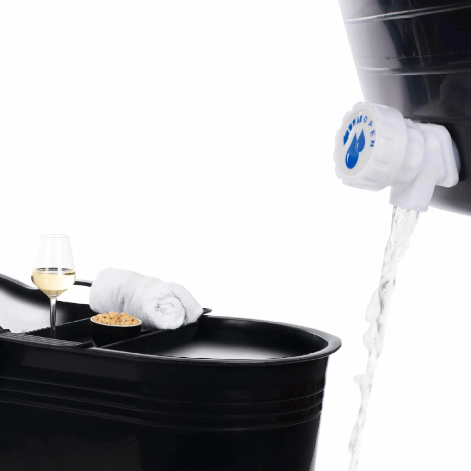 HelloBath Wanna siedząca dla dorosłych 122 cm Kąpiel lodowa Czarny z elastycznym wężem odpływowym, półką, kranikiem i pokrowcem