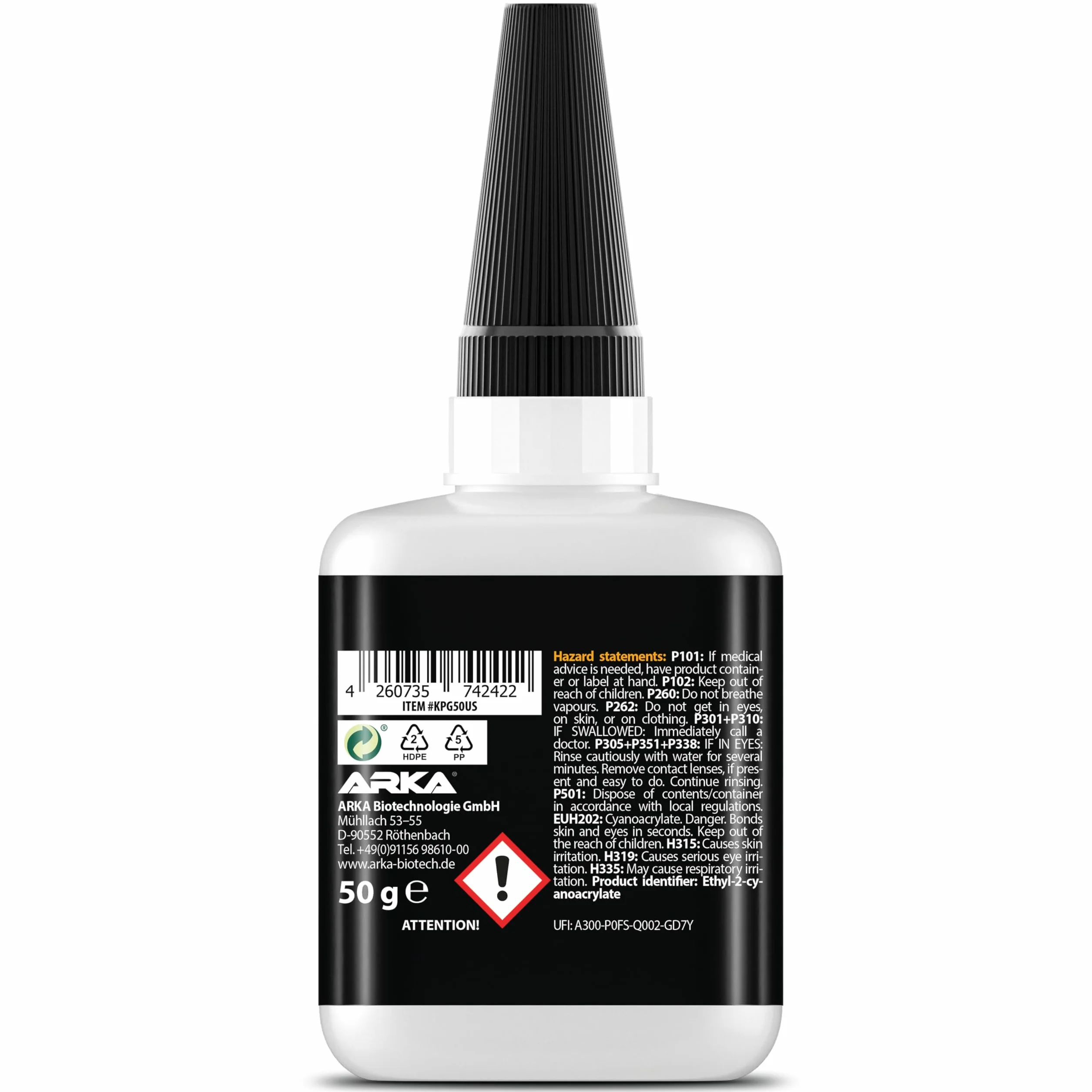 Klej błyskawiczny ekstra mocny 50 g KRAFTPROTZ z zaworem przeciwschnięciowym do plastiku, szkła, drewna, kamienia, metalu