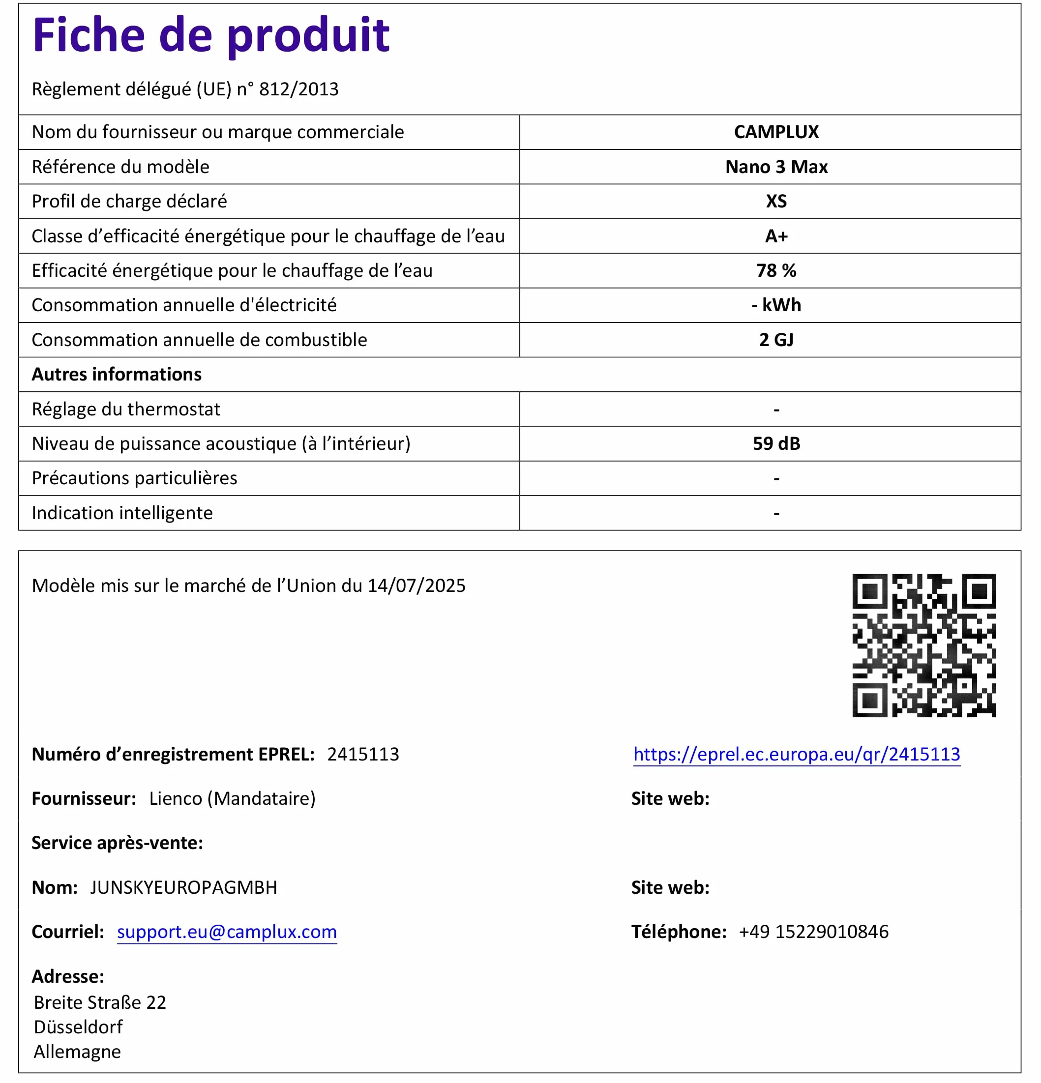 CAMPLUX Nano 3 Max Gazowy Podgrzewacz Wody Przenośny 3 L/min Butan 28-30 mbar 12V