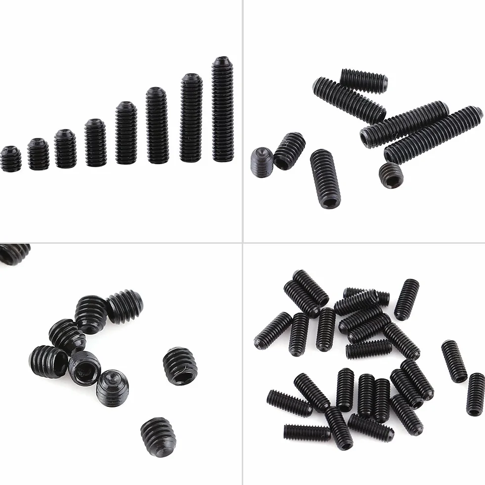 200 Stück M3 Kohlenstoffstahl Hex Madenschrauben Set Cup Punkt Maschine Verschluss