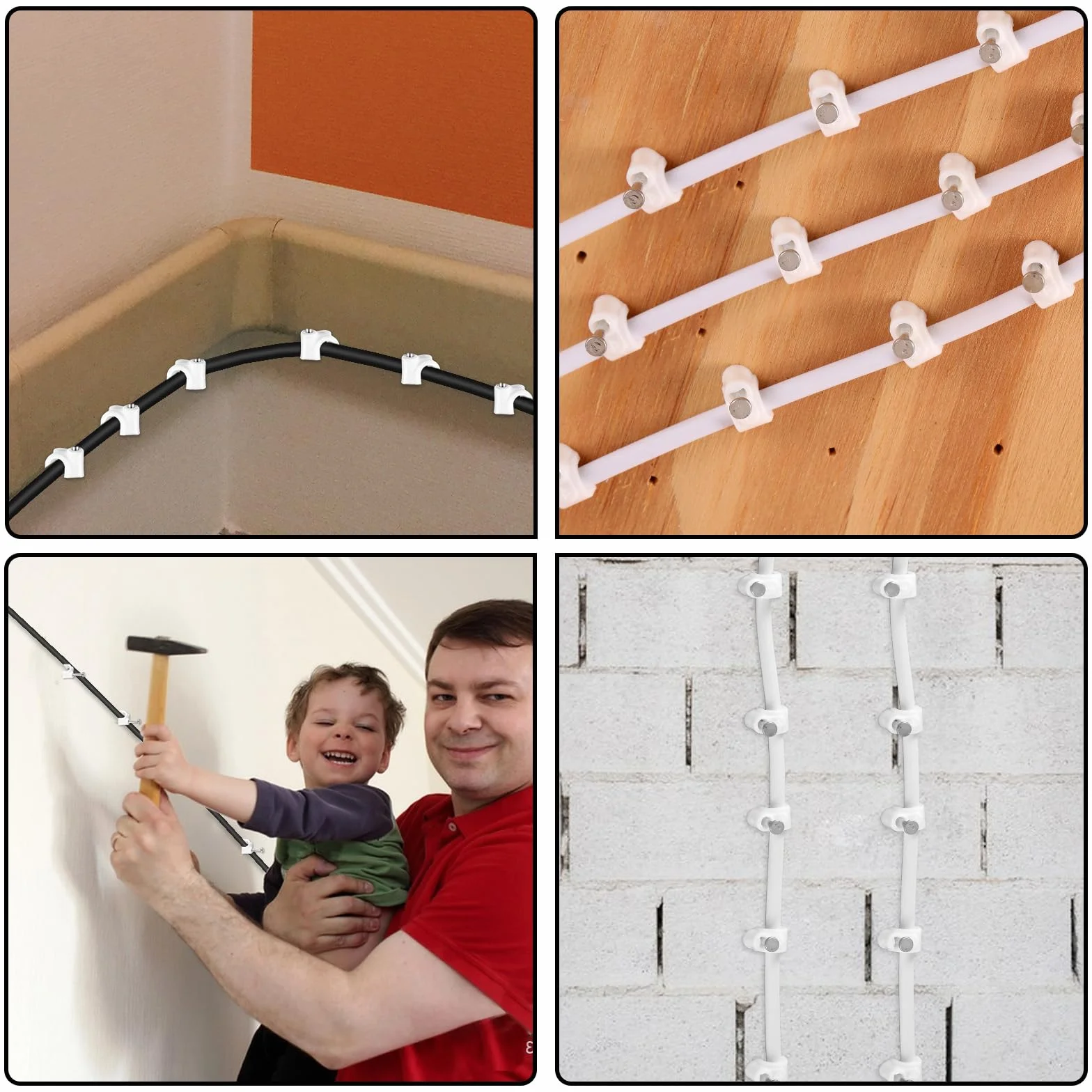 100 sztuk klipsów kablowych ze stalowymi gwoździami, 4 mm białe okrągłe klipsy do drutu, kabel koncentryczny Ethernet, klips do kabli na ścianie, organizer do zarządzania kablami