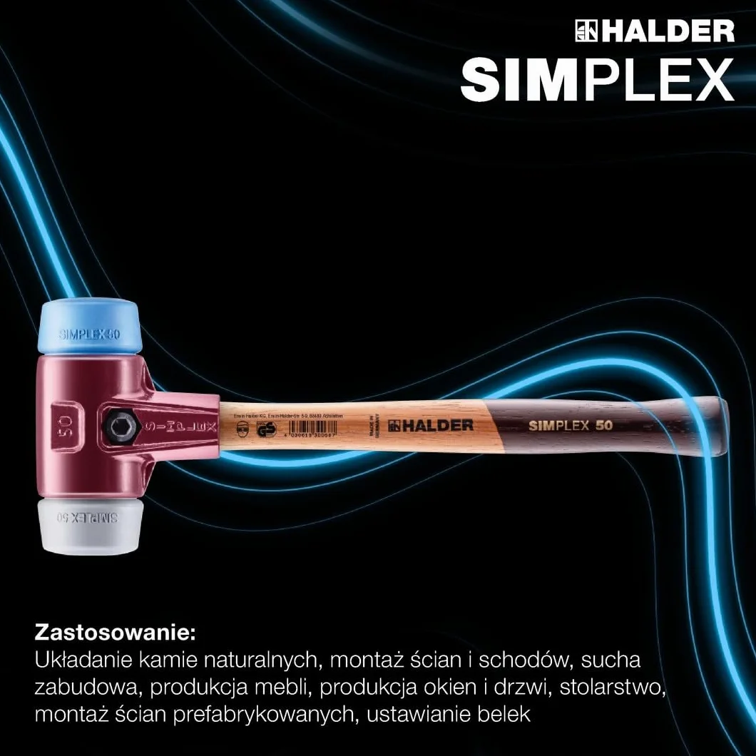 Simplex młotek ochronny TPE-soft/TPE-mid żeliwo ciągliwe drewniany trzonek D=30 mm 3013.030
