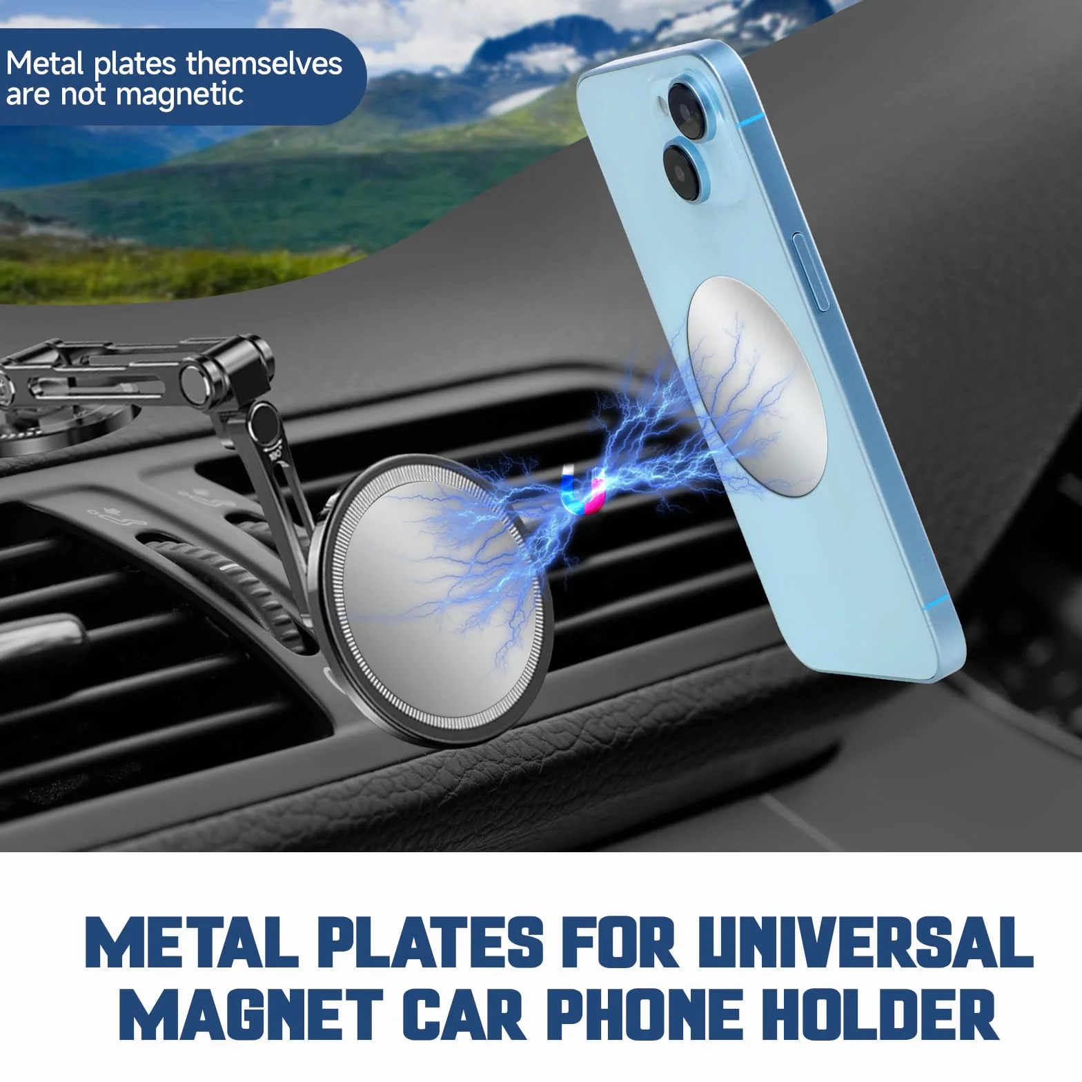 JJUNW Uniwersalne samoprzylepne cienkie metalowe płytki magnetyczne do telefonu