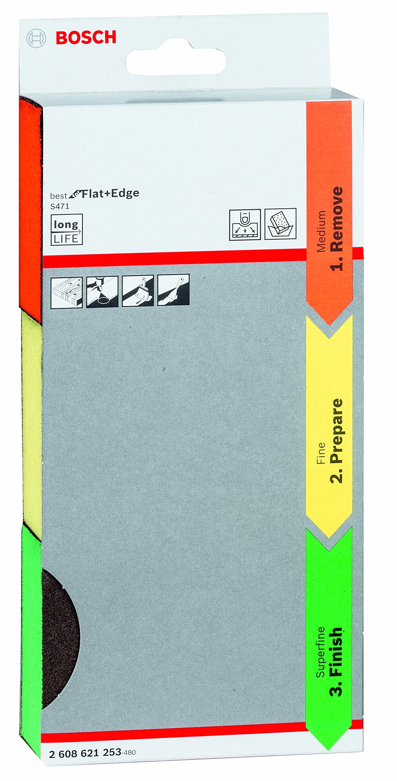 Bosch Professional 3-częściowy zestaw gąbek szlifierskich 69x97x26 mm średnia dokładna superdokładna