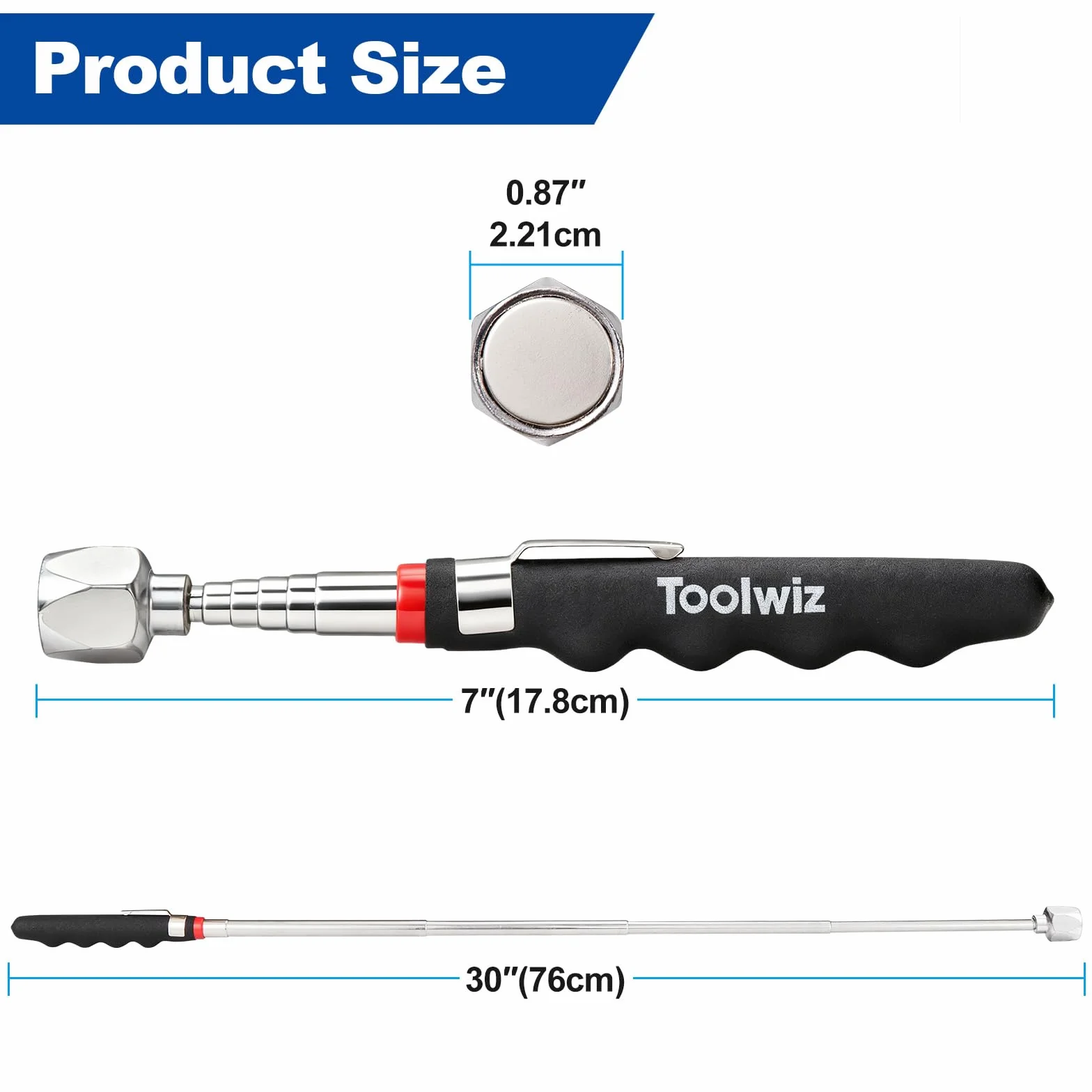 Toolwiz Zamiatarka magnetyczna 43 cm 4 kg teleskopowa 7,3 kg