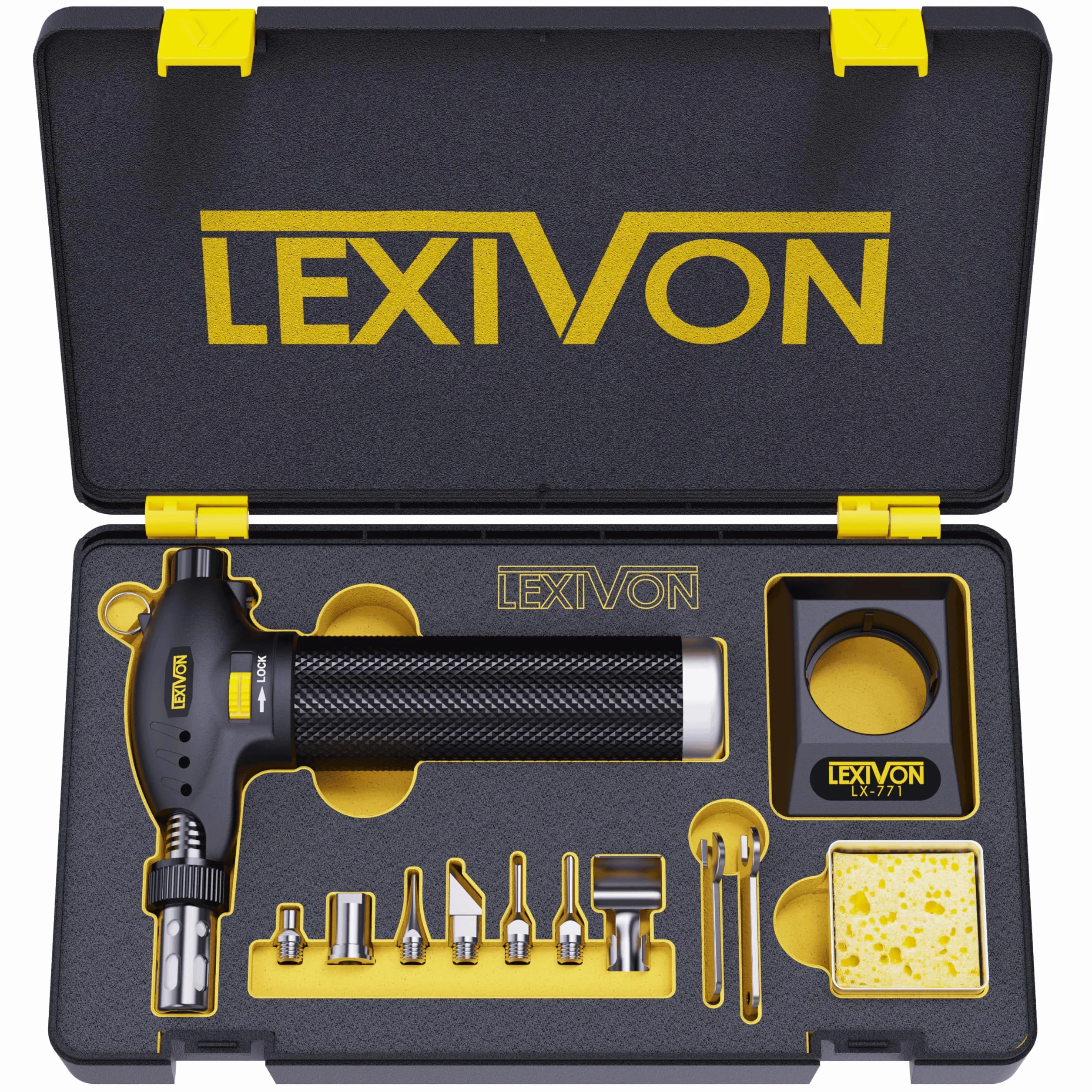 LEXIVON Butan Torch Zestaw wielofunkcyjny Stacja lutownicza Premium z samozapłonem regulowanym płomieniem 125 W LX-771