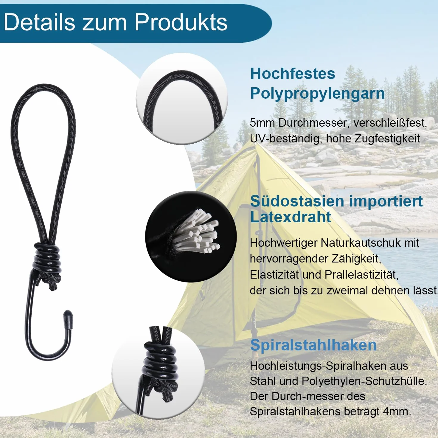 Zestaw 25 gumek napinających z hakami 17 cm napinacz plandeki spiralny gumowy ekspander do plandek