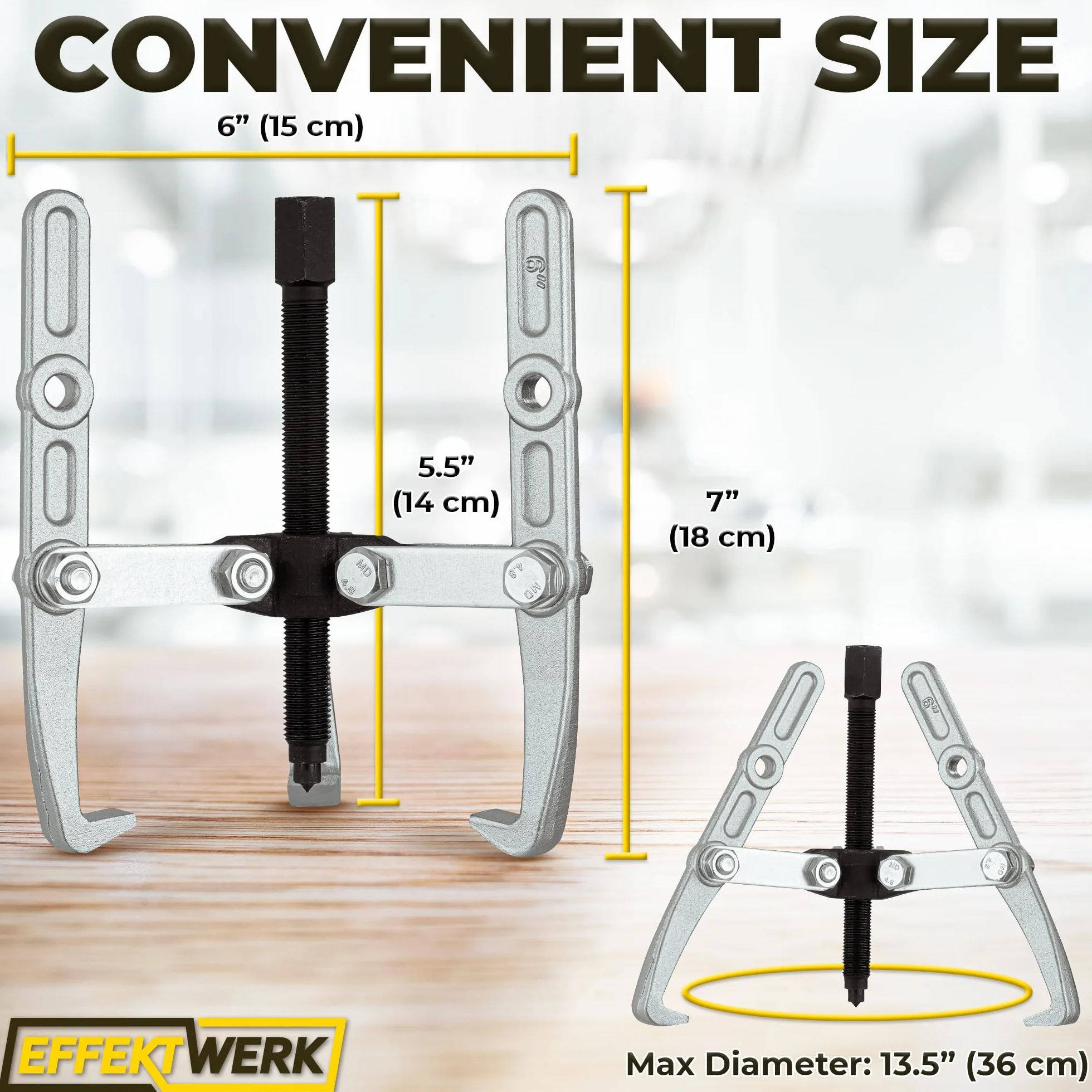 3 Jaw Gear Puller 6" 15cm Wheel Bearing Removal Kit Heavy-Duty Reversible Jaws