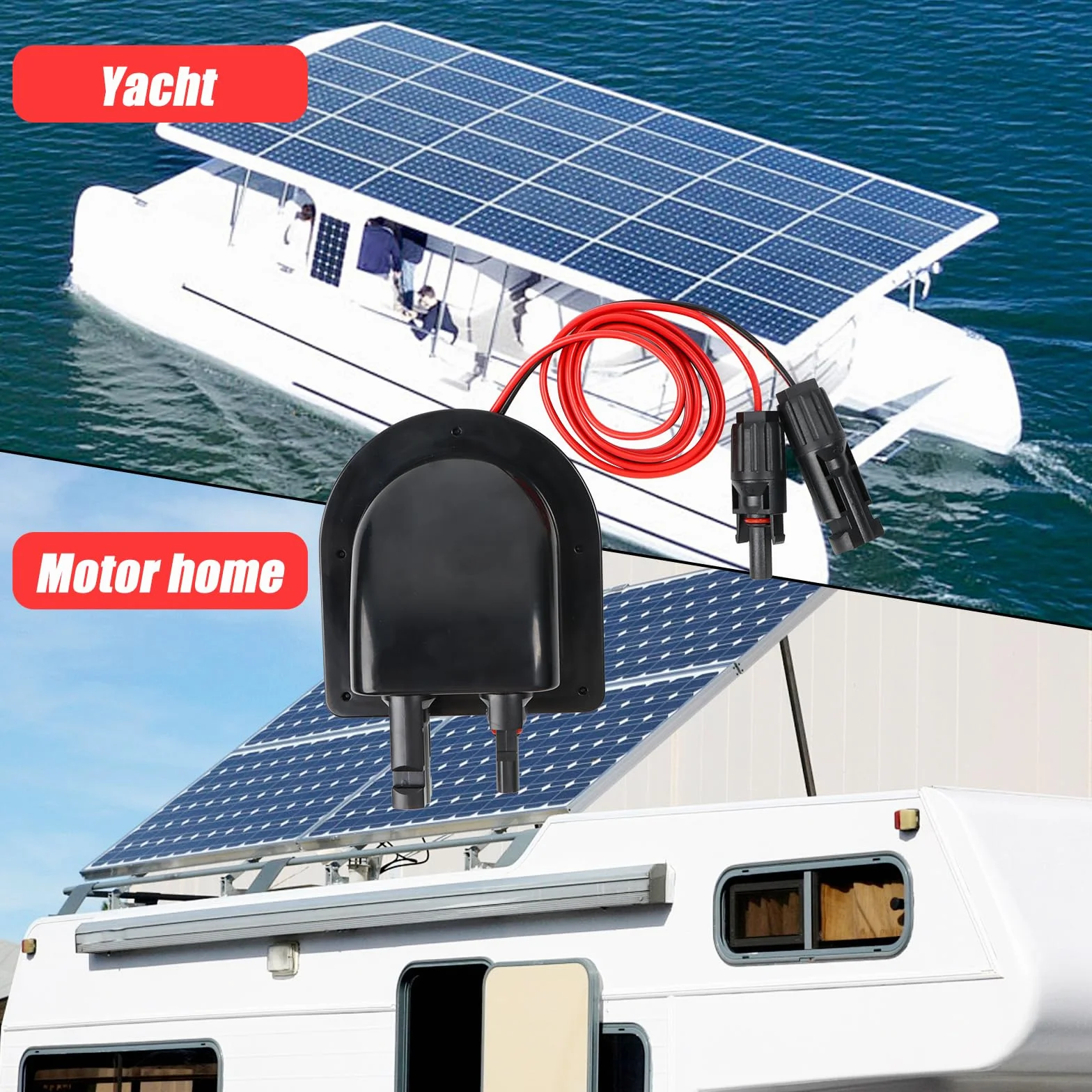 Przepust dachowy solarny ABS, podwójny wlot kablowy z kablem 3 m