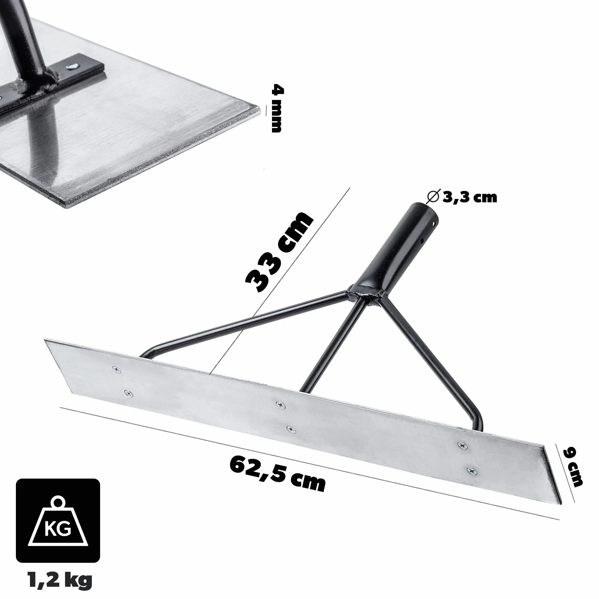 KADAX Rozgarniacz do betonu 9x33cm aluminiowy profilowana głowica