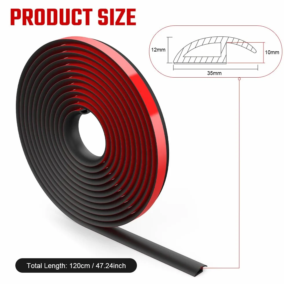 Flintronic Listwa przejściowa do podłóg laminowanych 1,2 m PVC samoprzylepna czarna 10 mm