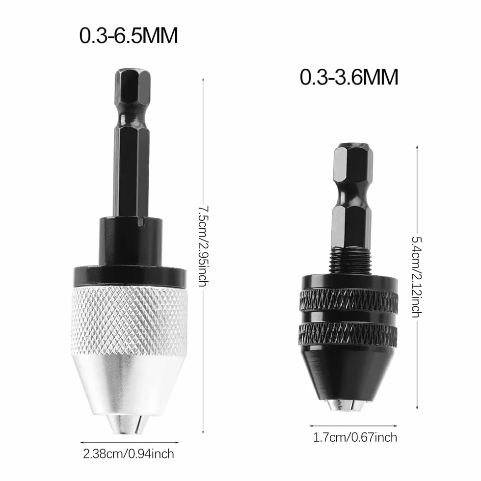 Bezkluczykowy uchwyt wiertarski 1/4 cala sześciokątny 0,3-6,5 mm adapter wiertarki udarowej