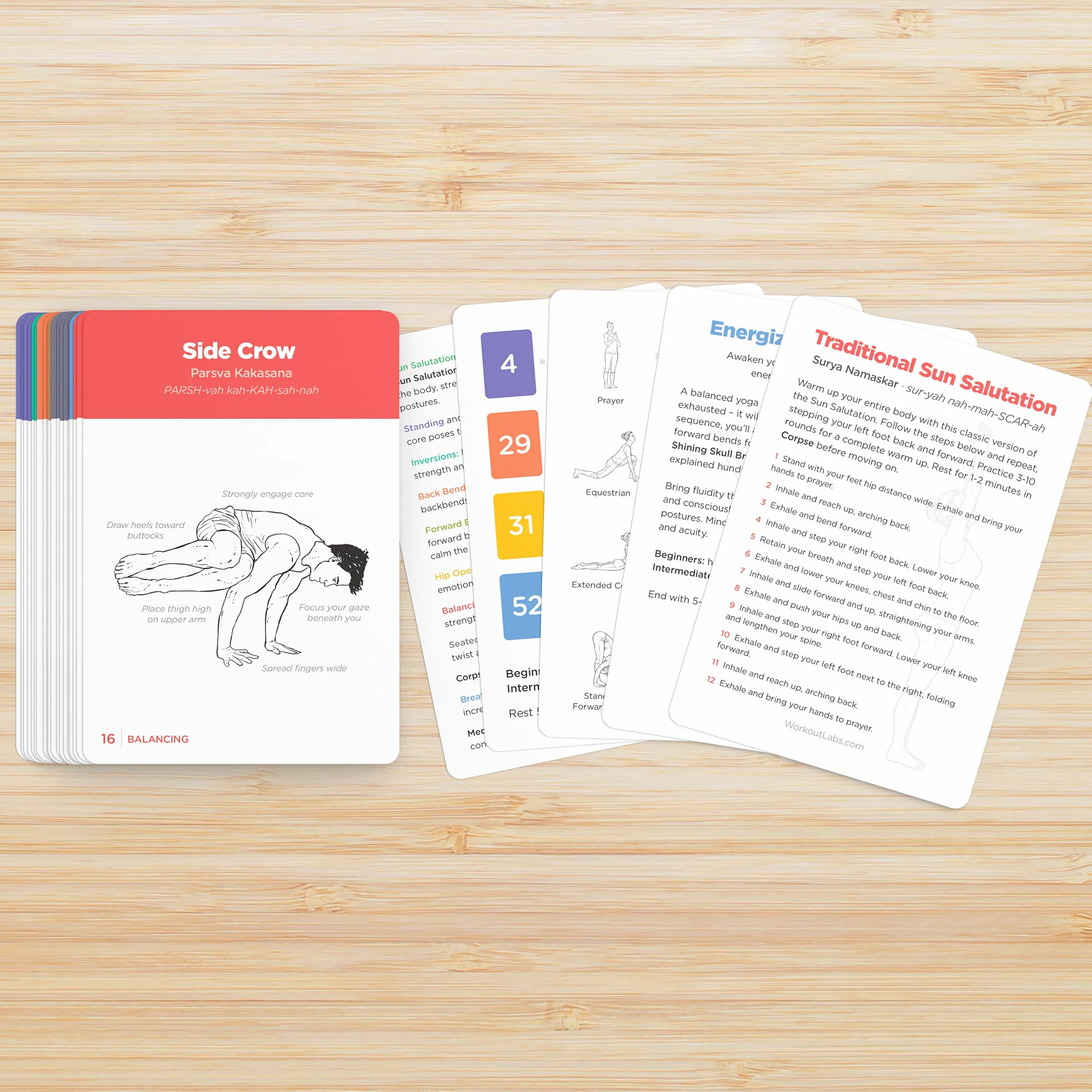WorkoutLabs Mapy jogi II - średniozaawansowane: Profesjonalne studia wizualne, sekwencjonowanie klasy i praktyka mapa jogi przewodnik Vol.2 - Każda mapa jogi jest wykonana z tworzywa sztucznego +