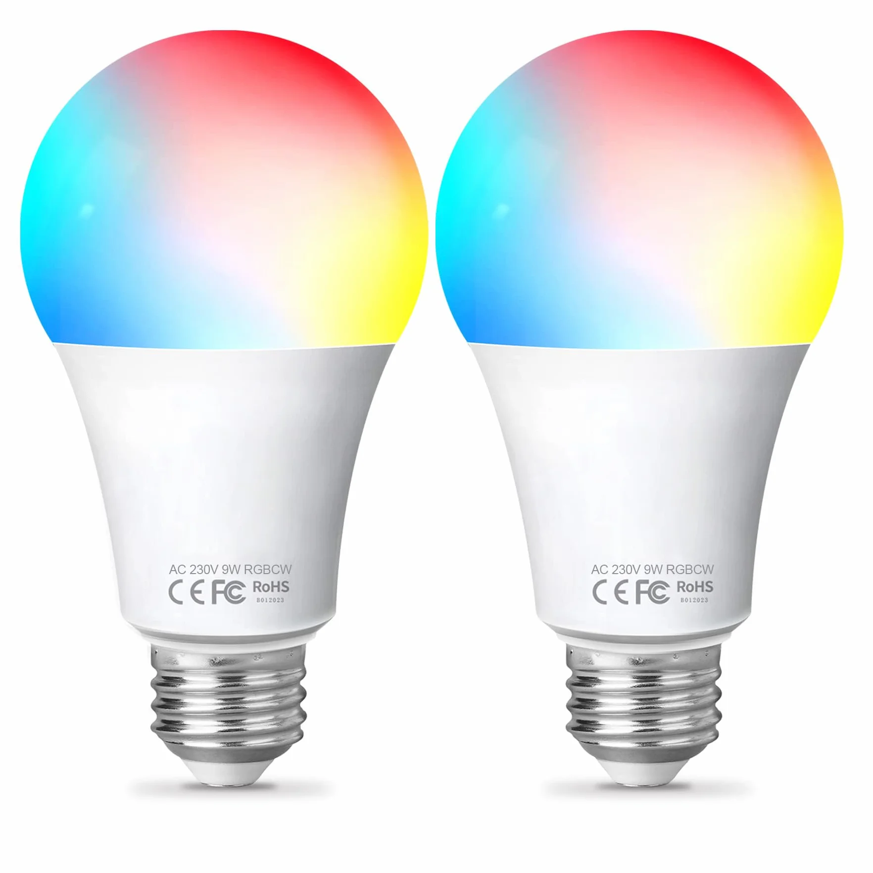 Żarówka Alexa Fitop Smart E27, lampa Wi-Fi, kompatybilna z Alexa/Google Home, 10 W, 900 lm, możliwość ściemniania, ciepła biel i wielokolorowa żarówka, kontrola za pomocą aplikacji, nie wymaga koncentratora, 2 szt.