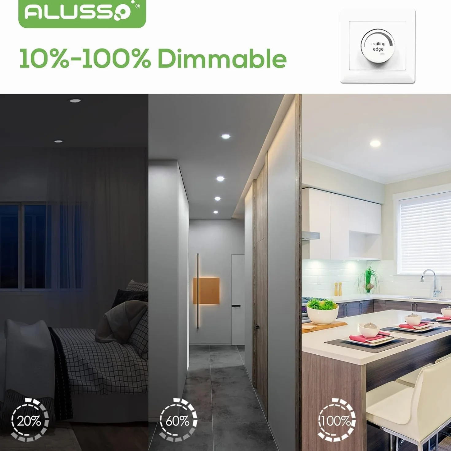ALUSSO Reflektor LED do zabudowy 7W 580lm 30mm IP44 zestaw 6 sztuk