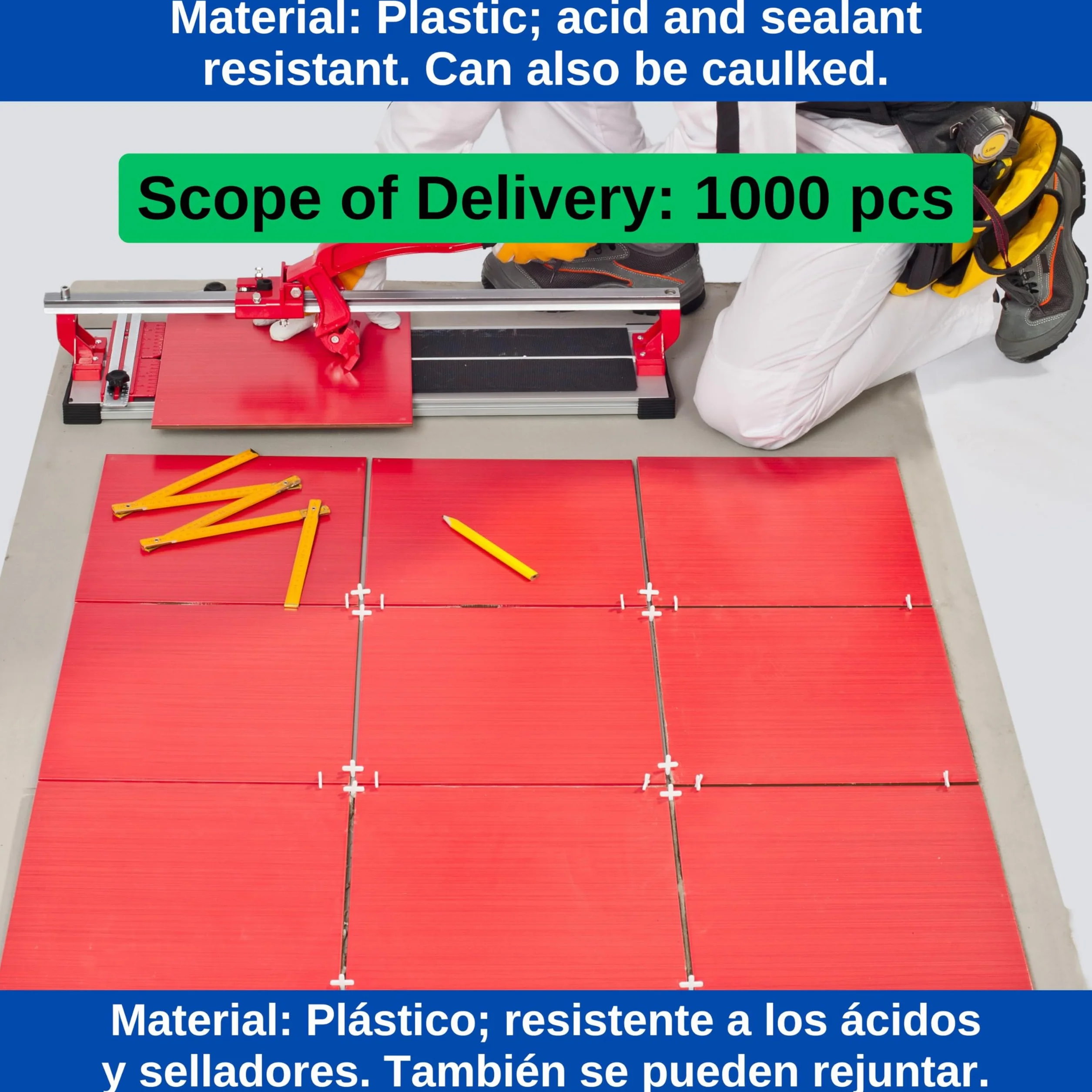 Krzyże do płytek, grubość 2 mm, 1000x, plastikowe przekładki