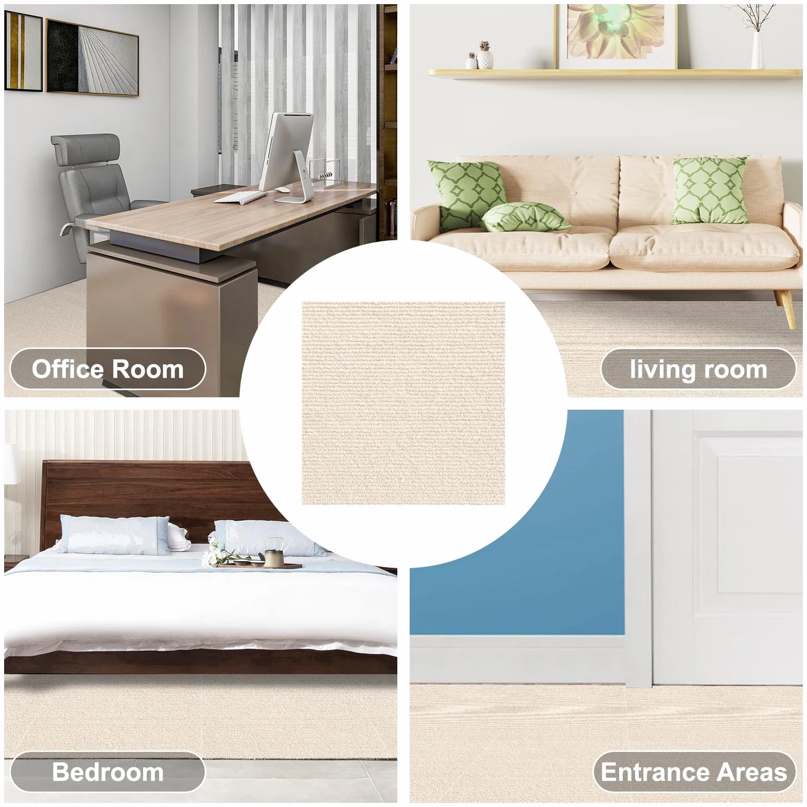 10 sztuk samoprzylepnych mat dywanowych, 40 x 40 cm, płytki dywanowe 1,6 m², wykładzina podłogowa, płytki do przycinania do biura, hotelu, mieszkania, domu, sypialni, jasnobrązowe