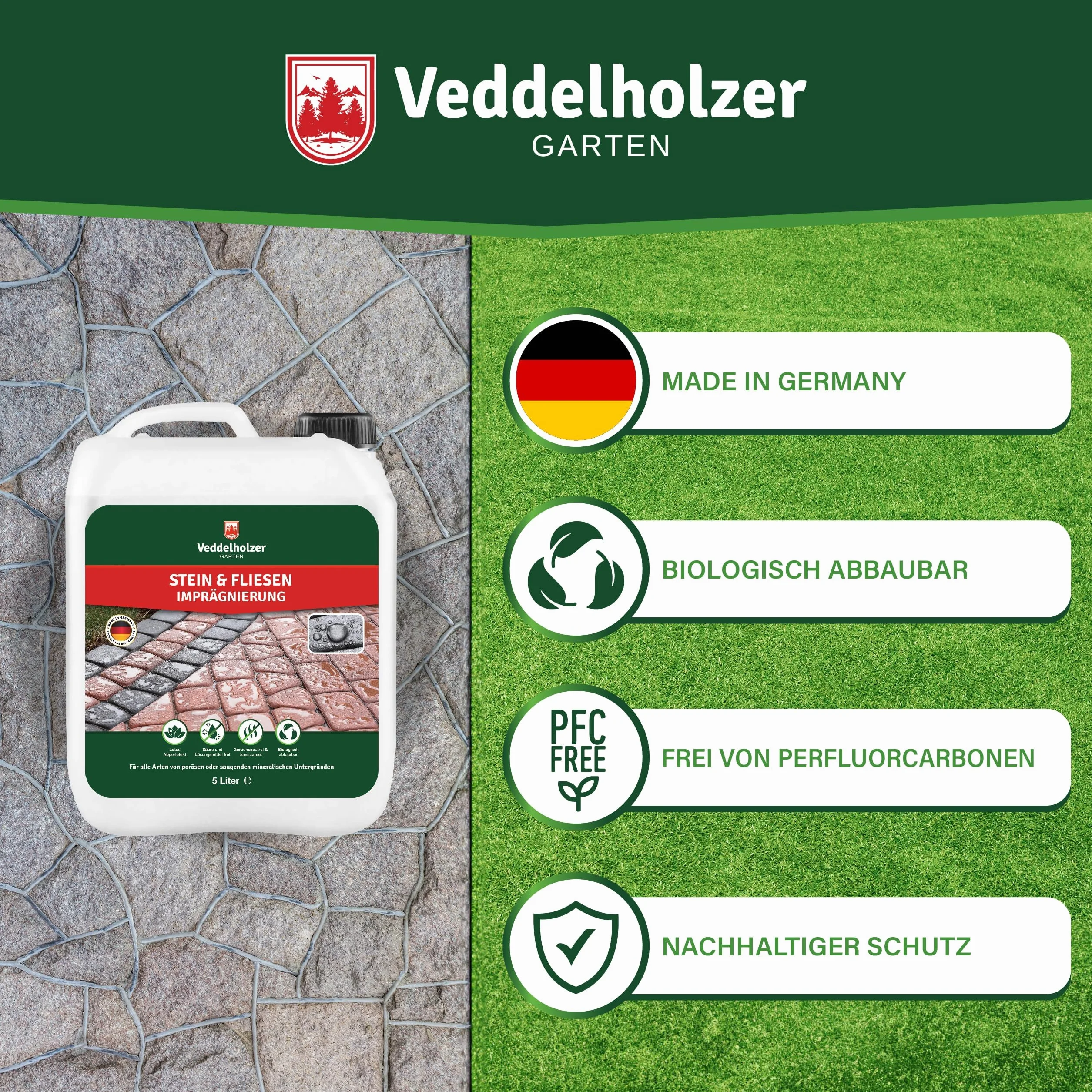 Veddelholzer 5 L Impregnacja do kamienia na zewnątrz, granit, cegła klinkierowa, kamień naturalny